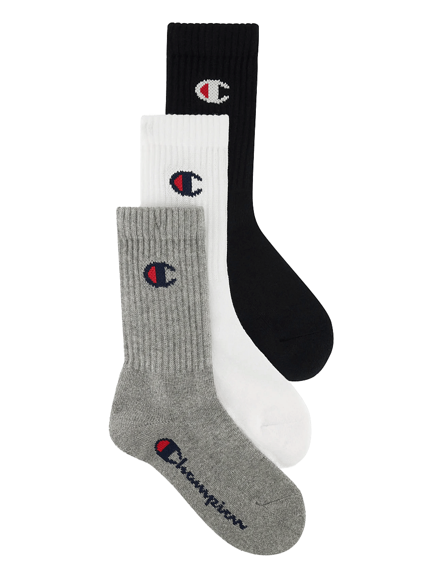 Champion - 3pk Crew Socks - strømper - em006-oxgm/wht/nbk-ns - 0