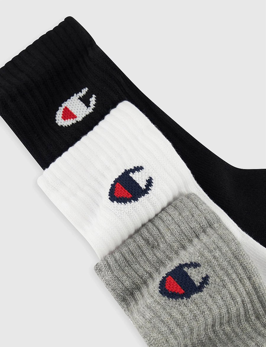 Champion - 3pk Crew Socks - strømper - em006-oxgm/wht/nbk-ns - 1