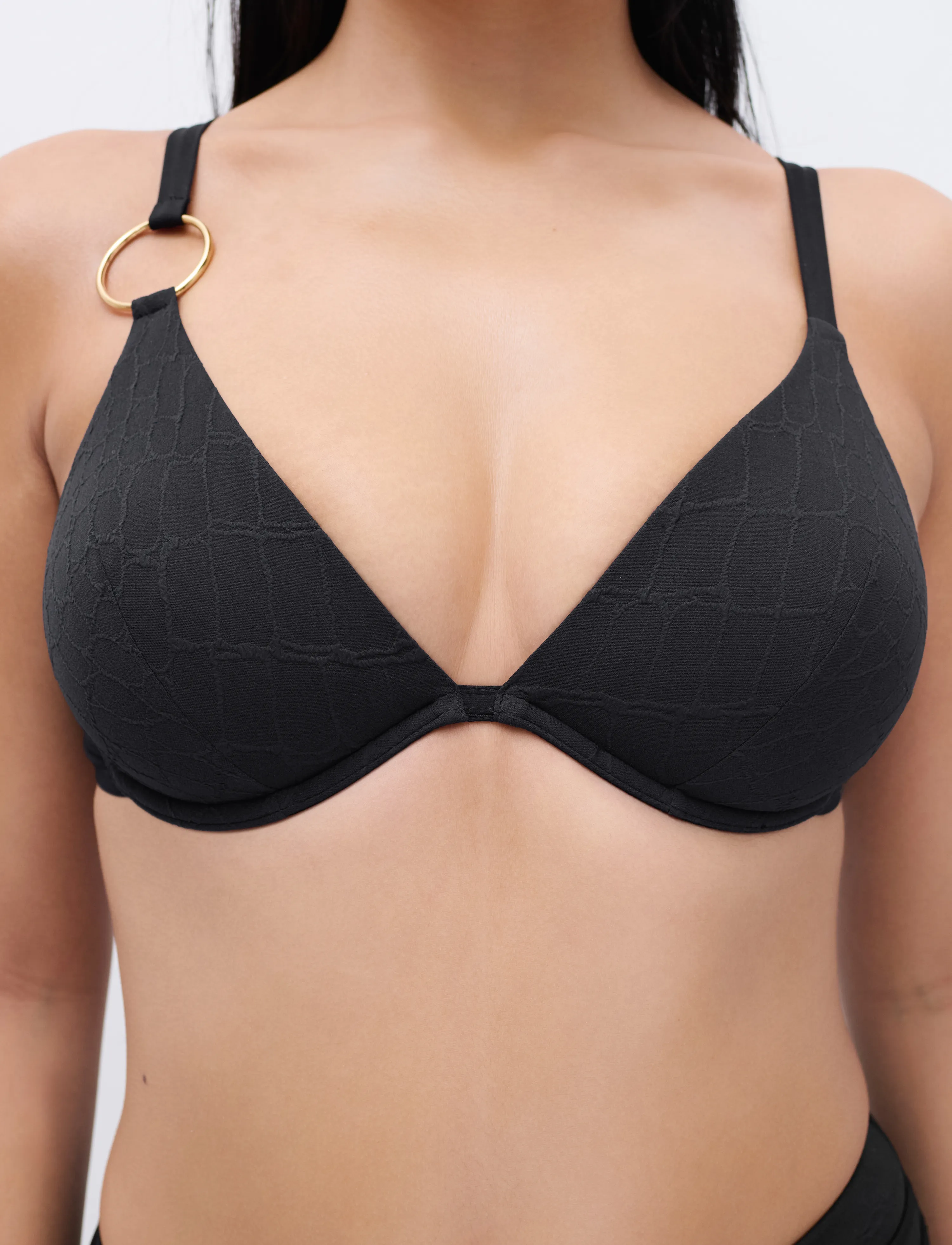 Chantelle Beach - Eclipse swimwear plunge bra - kaarituelliset bikinit - black - 3