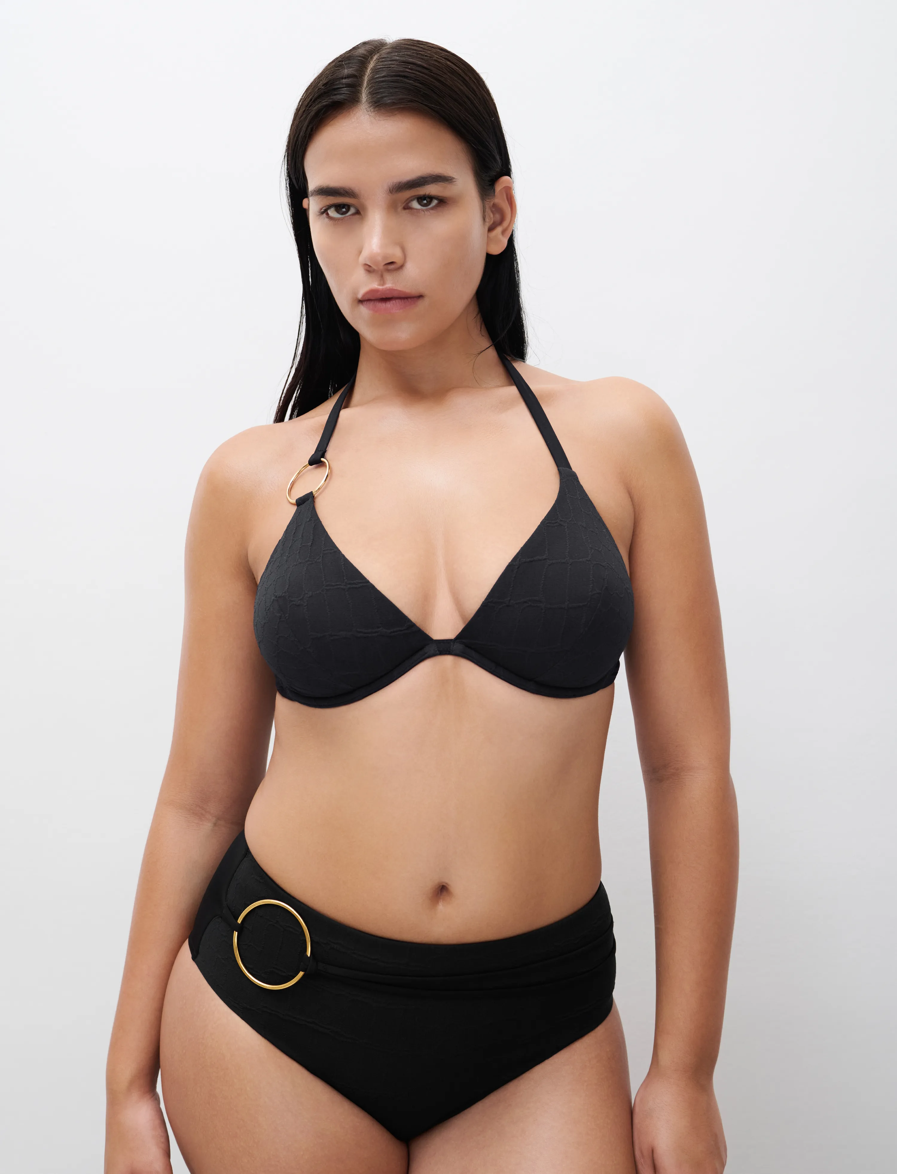 Chantelle Beach - Eclipse swimwear plunge bra - kaarituelliset bikinit - black - 5
