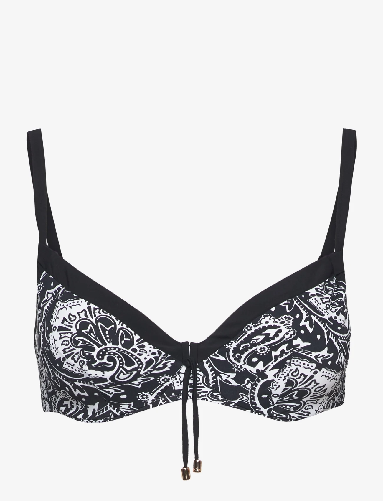 Chantelle Beach - Flowers Bikini Covering underwired bra (adjustable) - bedrade bikinitops - black flowers - 0