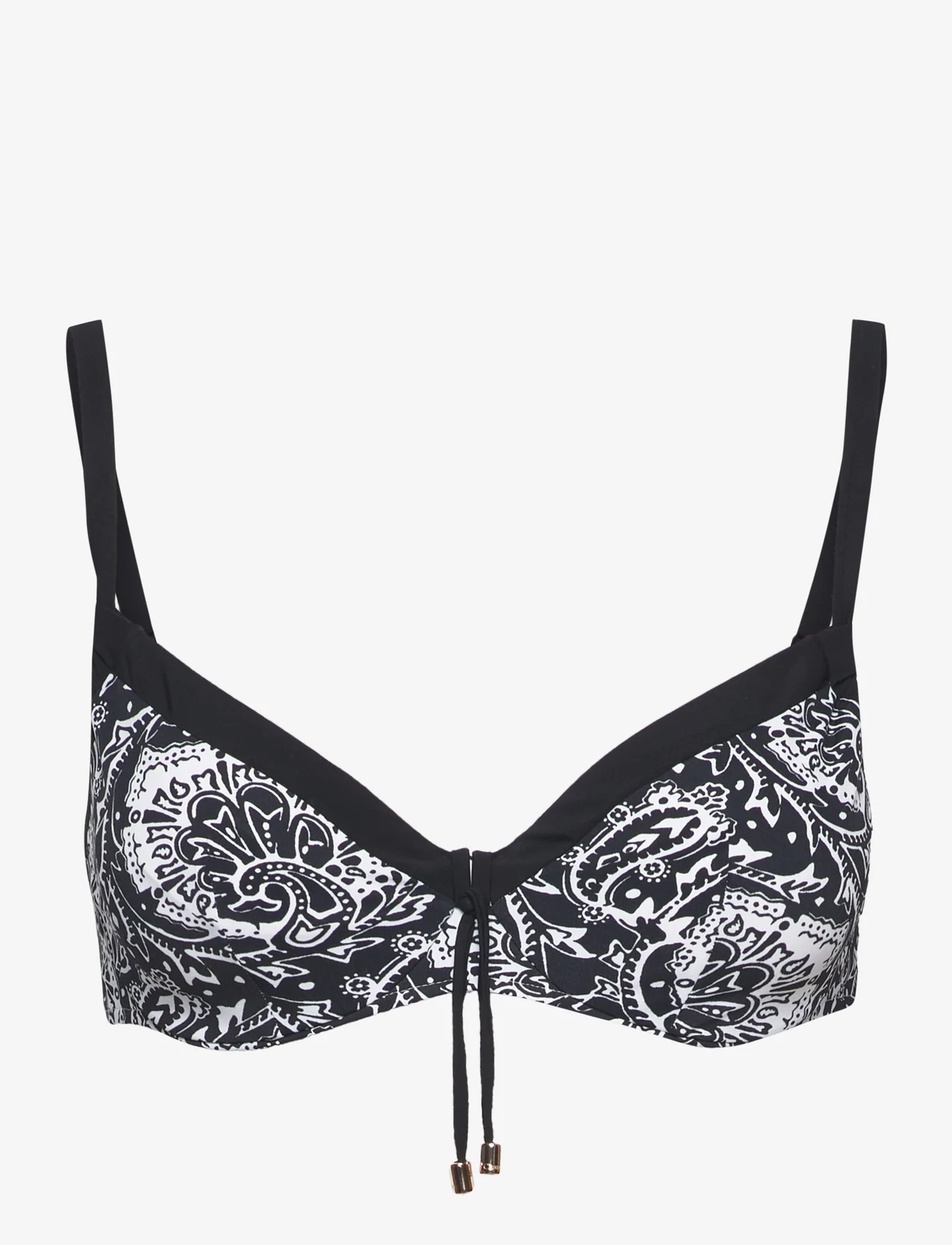 Chantelle Beach - Flowers Bikini Covering underwired bra (adjustable) - vielutėmis sutvirtintos bikinio liemenėlės - black flowers - 0