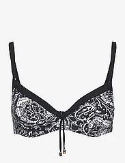 Chantelle Beach - Flowers Bikini Covering underwired bra (adjustable) - kaarituelliset bikiniyläosat - black flowers - 0