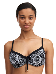 Chantelle Beach - Flowers Bikini Covering underwired bra (adjustable) - kaarituelliset bikiniyläosat - black flowers - 3