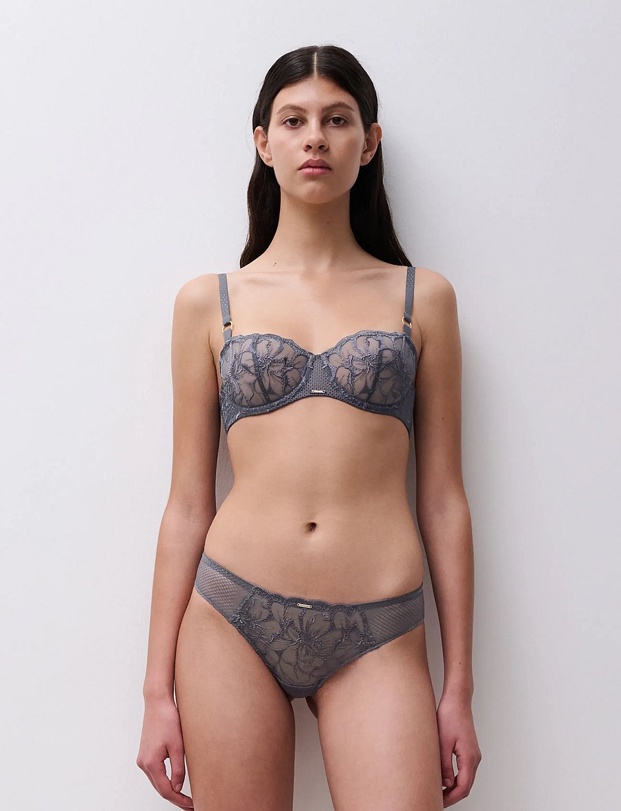 CHANTELLE - Fleurs Half-cup balcony bra - balconette bhs - fancy grey - 5