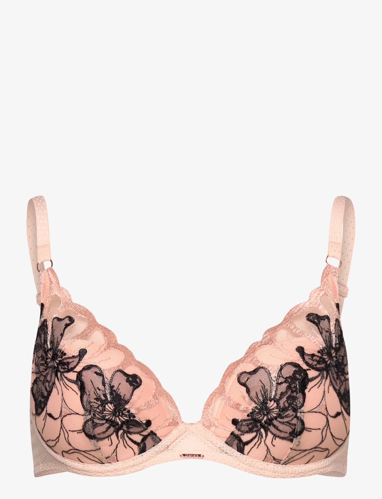 CHANTELLE - Fleurs Signature Plunge t-shirt bra - gilios iškirptės liemenėlės - golden beige / black - 0