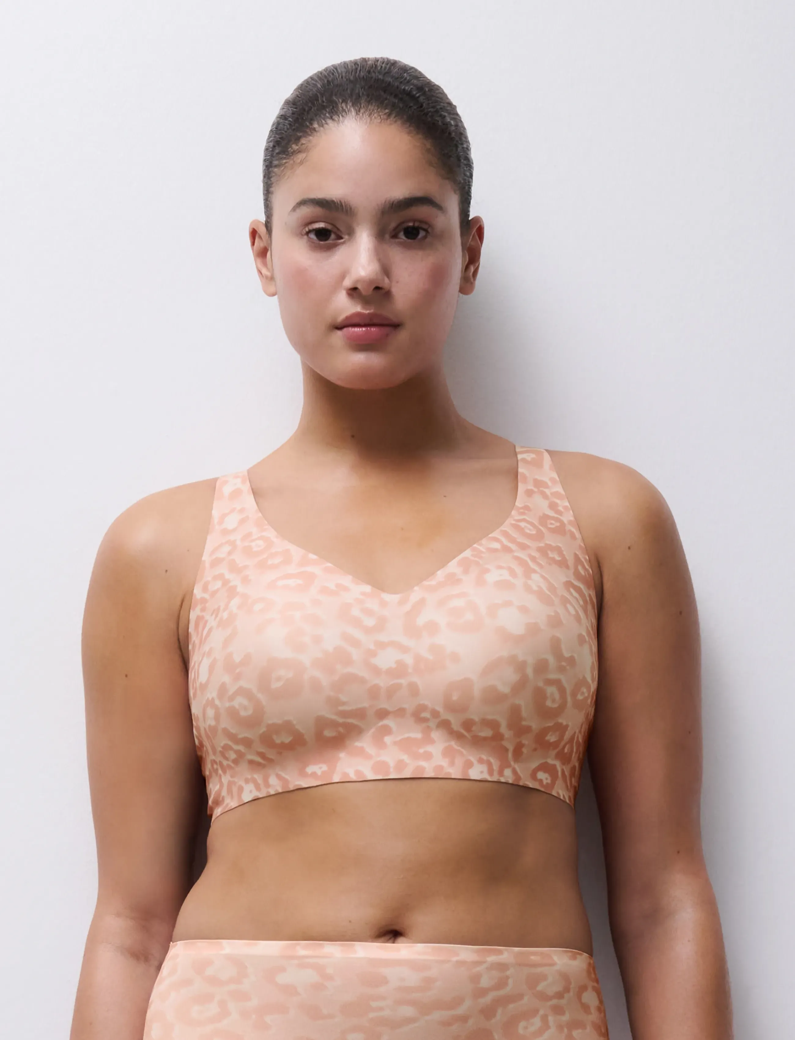 CHANTELLE - Softstretch Power Plunge wirefree bra print - bügellose bhs - leo blush - 4