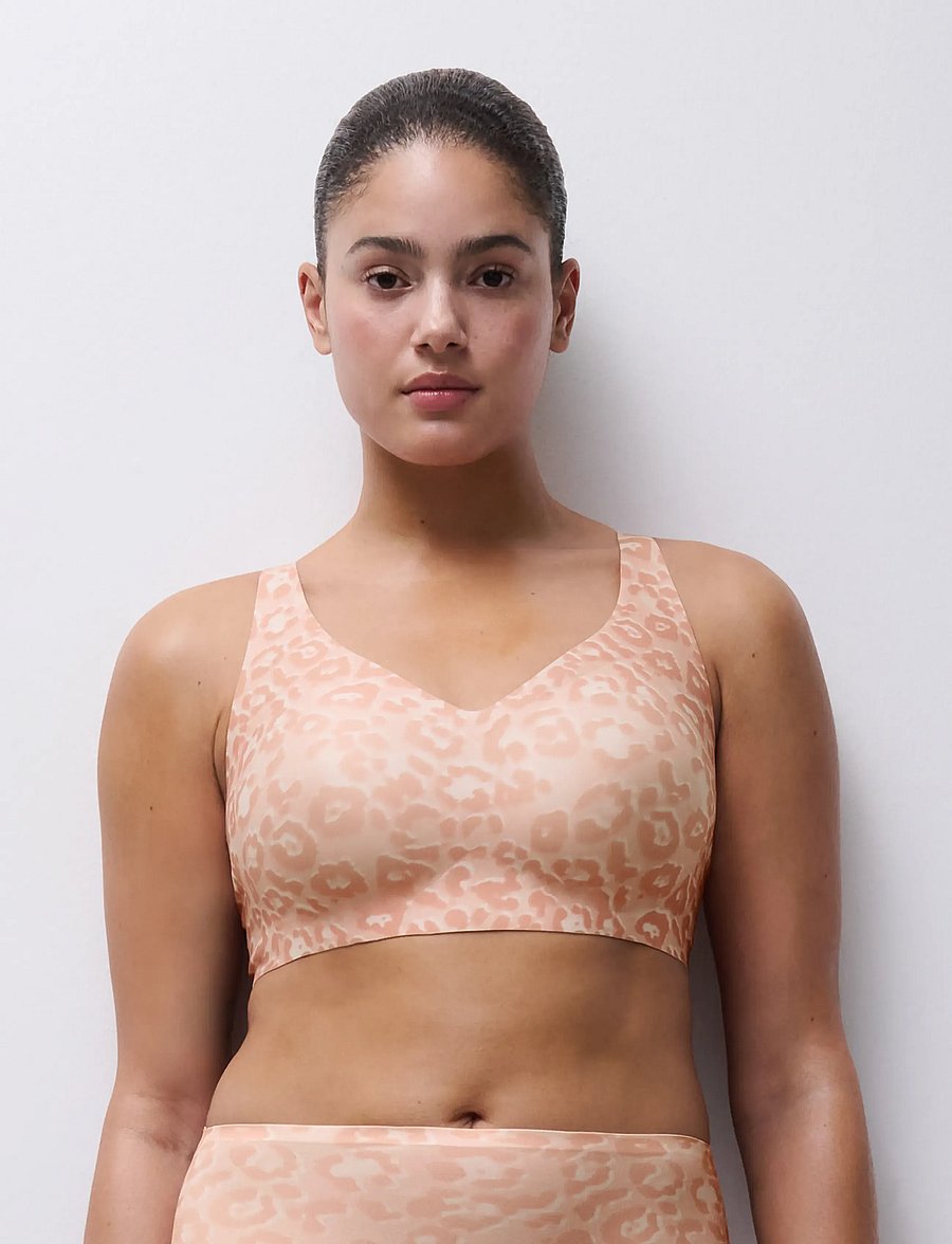 CHANTELLE - Softstretch Power Plunge wirefree bra print - bügellose bhs - leo blush - 4