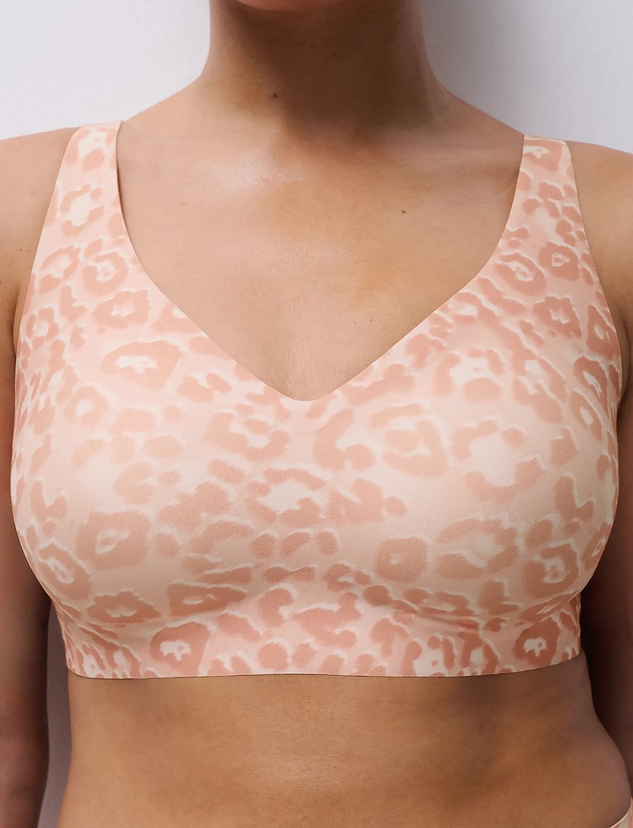 CHANTELLE - Softstretch Power Plunge wirefree bra print - bügellose bhs - leo blush - 5