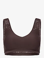 Soft Stretch Padded Lace Top - BROWN