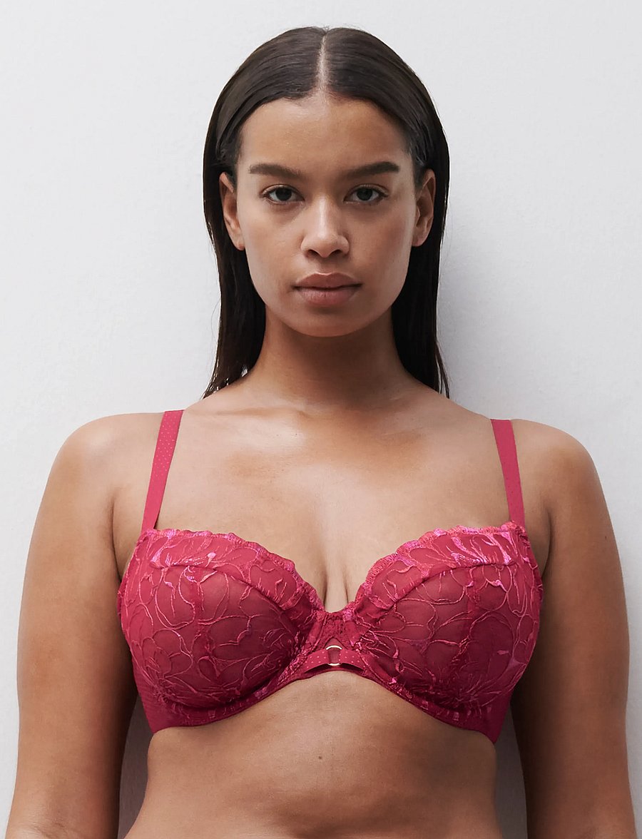 CHANTELLE - FLEURS Underwire covering bra - krūšturi ar stīpiņām - candy apple shades - 0