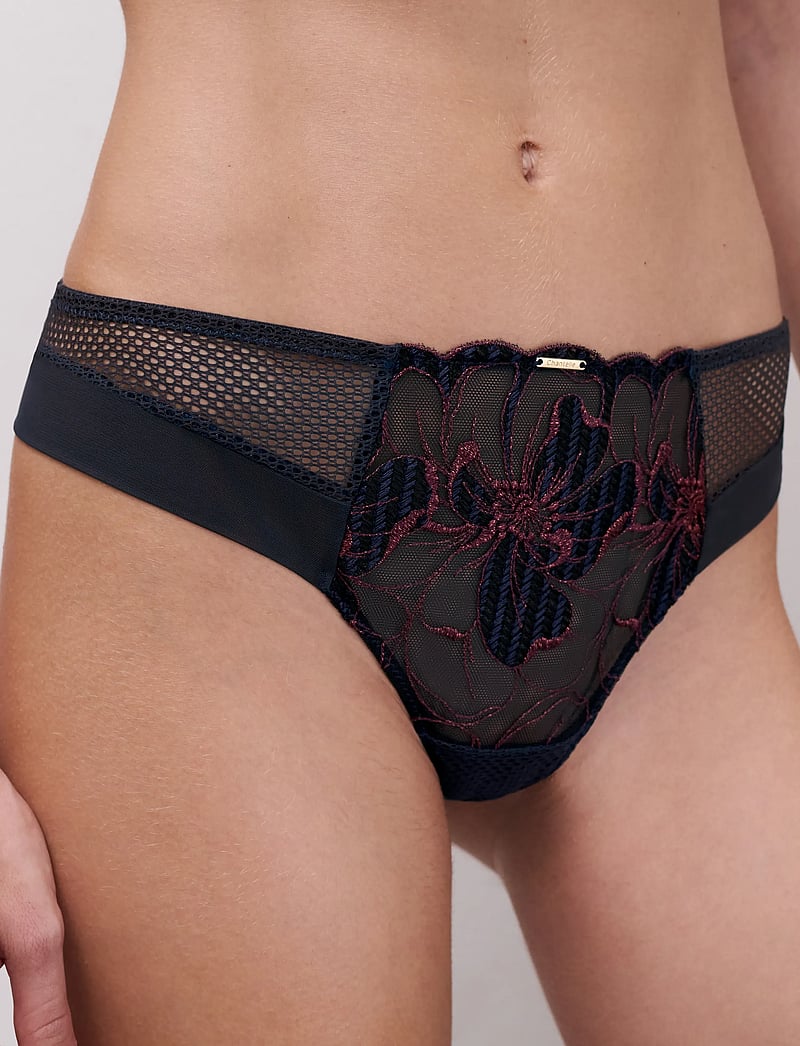 CHANTELLE - FLEURS SIGNATURE Tanga - brazilian trosor - sailing blue lurex - 0