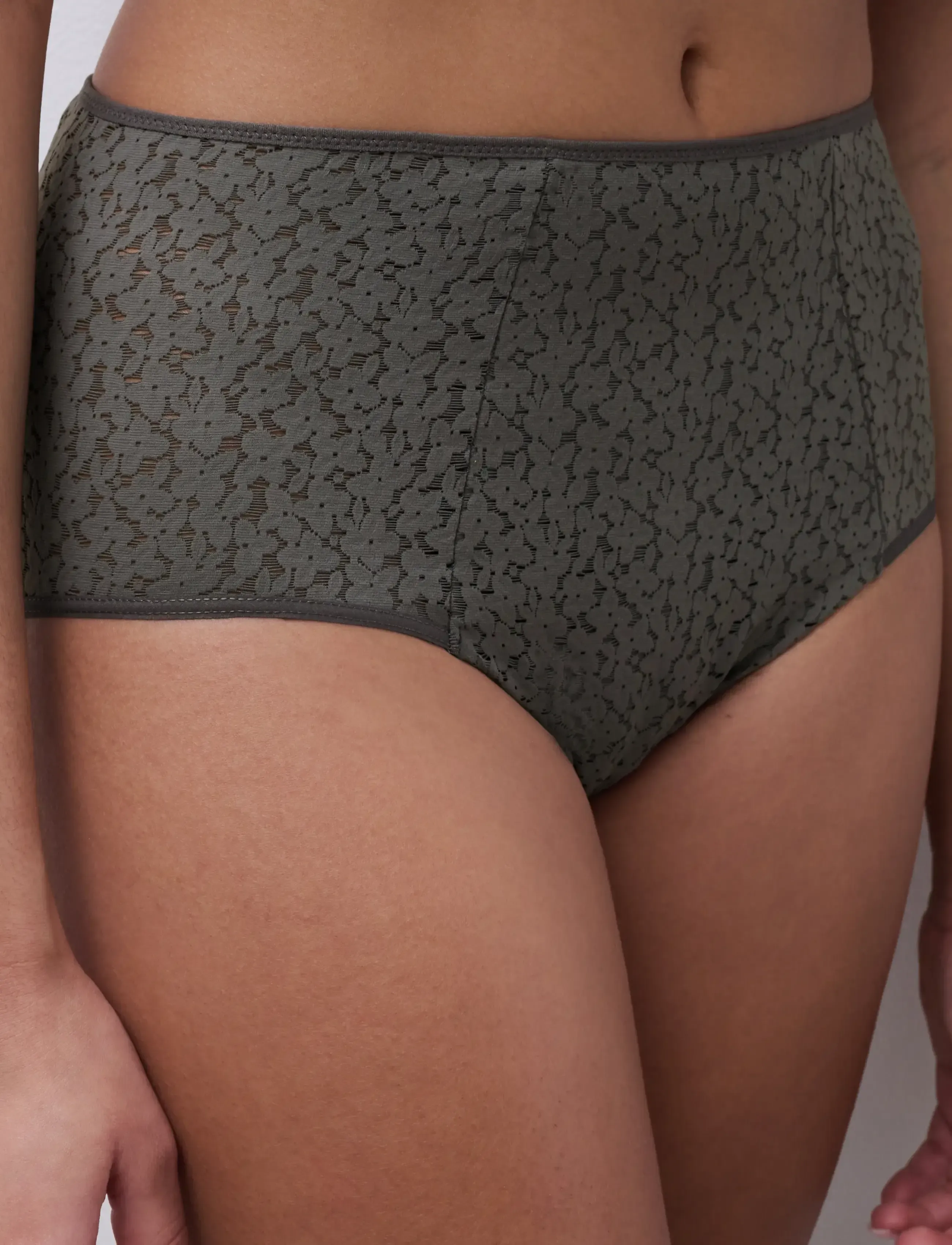 CHANTELLE Norah High Waisted Full Brief, 46, Khaki green, Trusser > Trusser Med Høj Talje, Dame