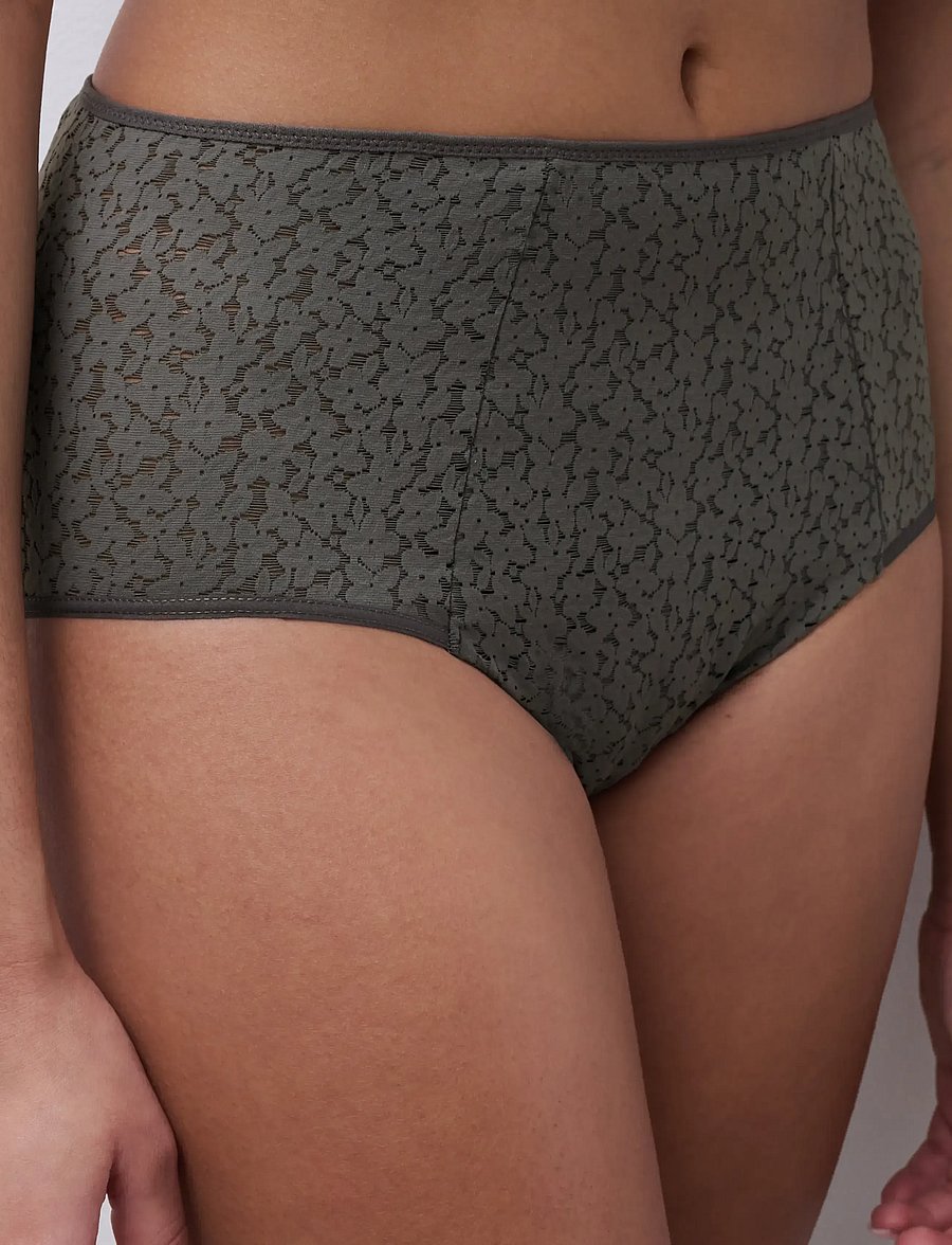CHANTELLE - Norah High-waisted full brief - midi & maxi slips - vert argile - 0