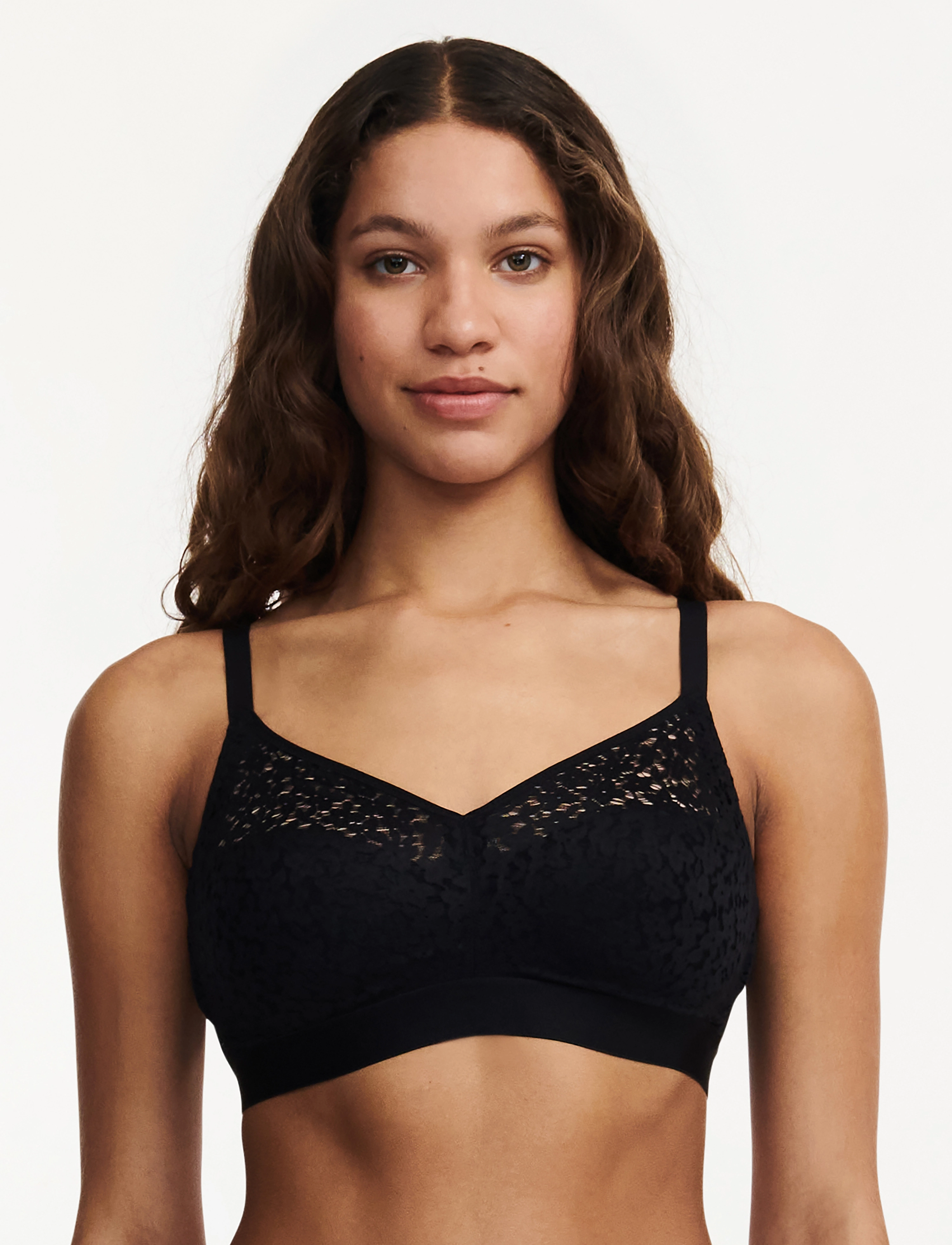 CHANTELLE Norah Wirefree Support Bra, Kvinder, Trådløs Blonde BH, Sort, Str: 90 D