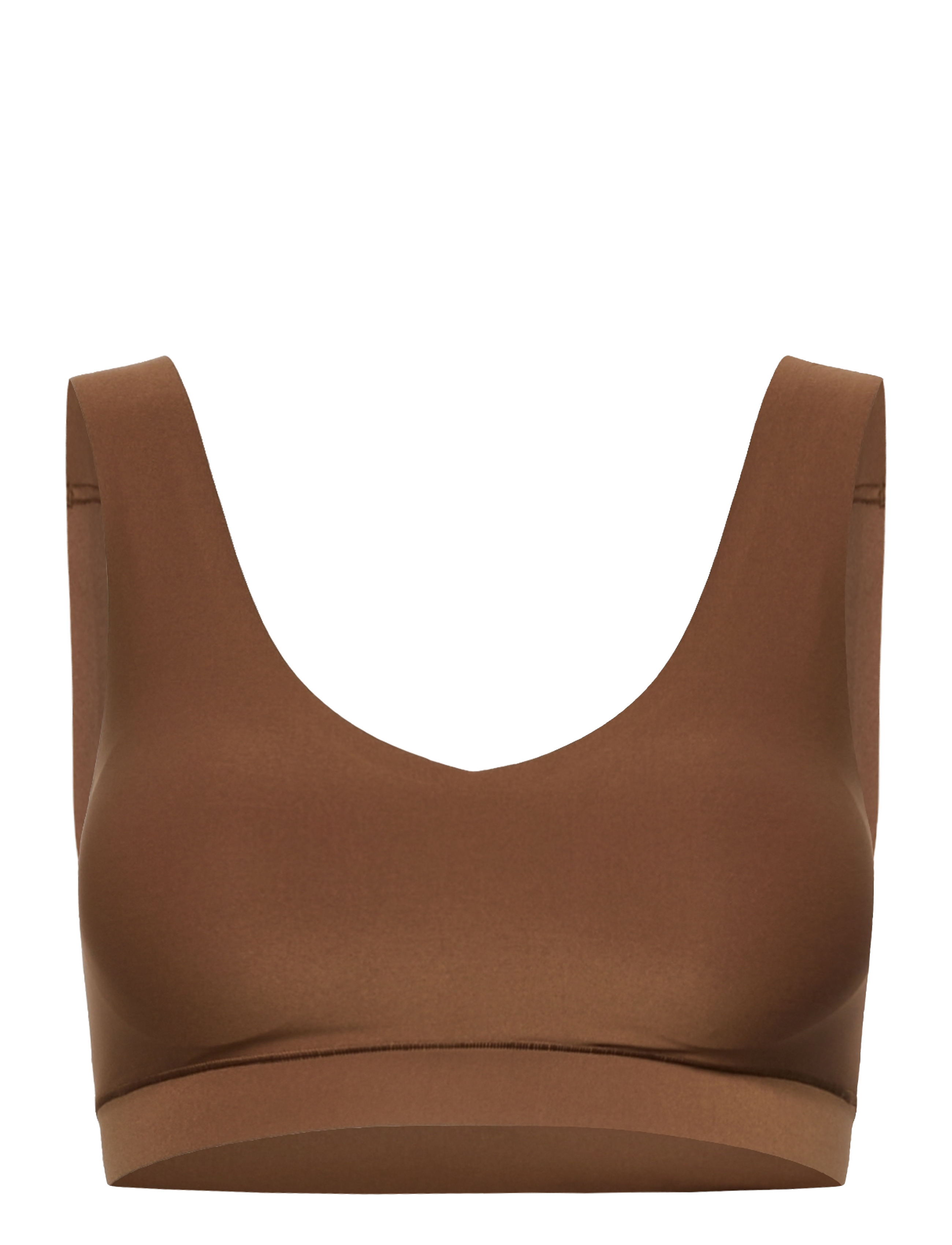 CHANTELLE Soft Stretch Padded V-Neck Top - BH'er - COCOA / brown