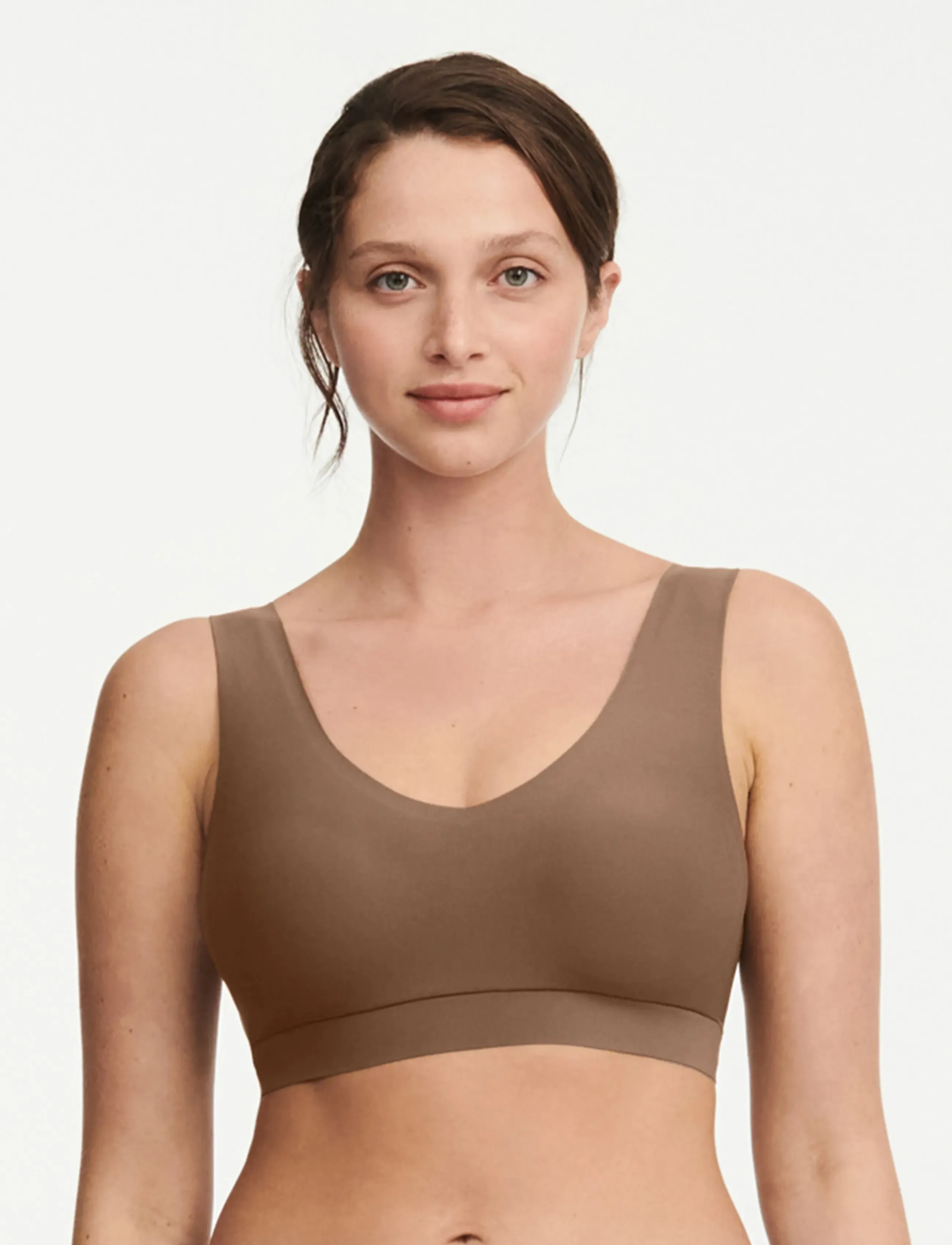 CHANTELLE Soft Stretch Padded V-Neck Top, XS/S, Brown, Bløde Bh'Er > Tank Top Bh'Er, Dame