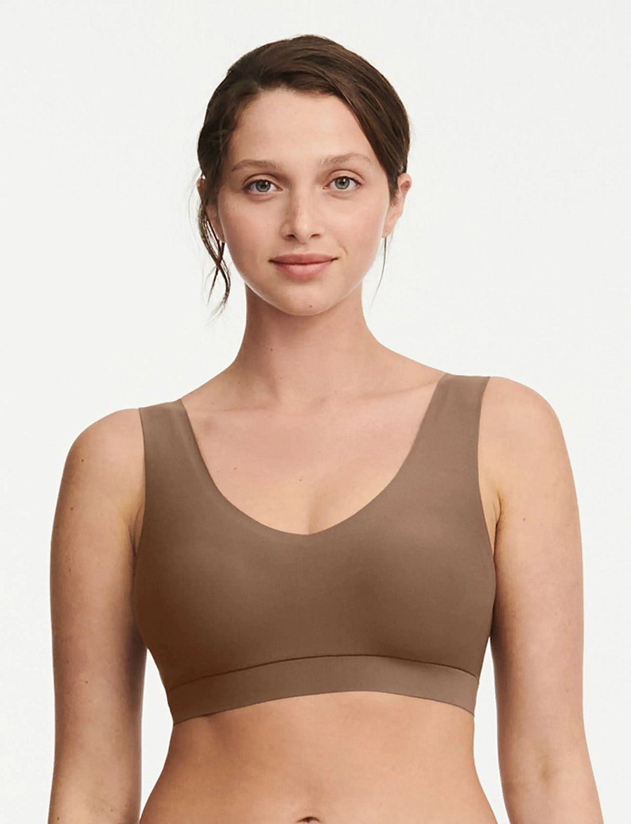 CHANTELLE - Soft Stretch Padded V-Neck Top - bh'er uden bøjle - cocoa - 0