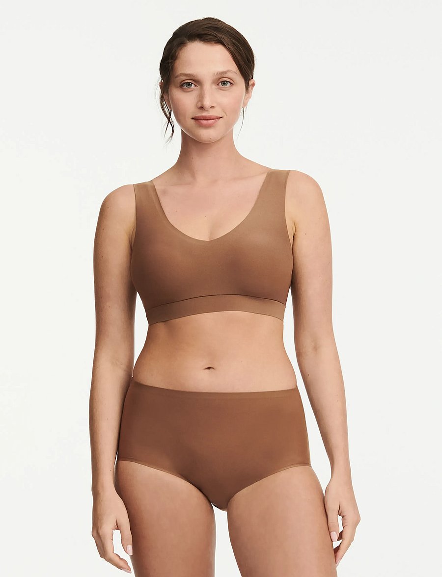 CHANTELLE - Soft Stretch Padded V-Neck Top - bh'er uden bøjle - cocoa - 4