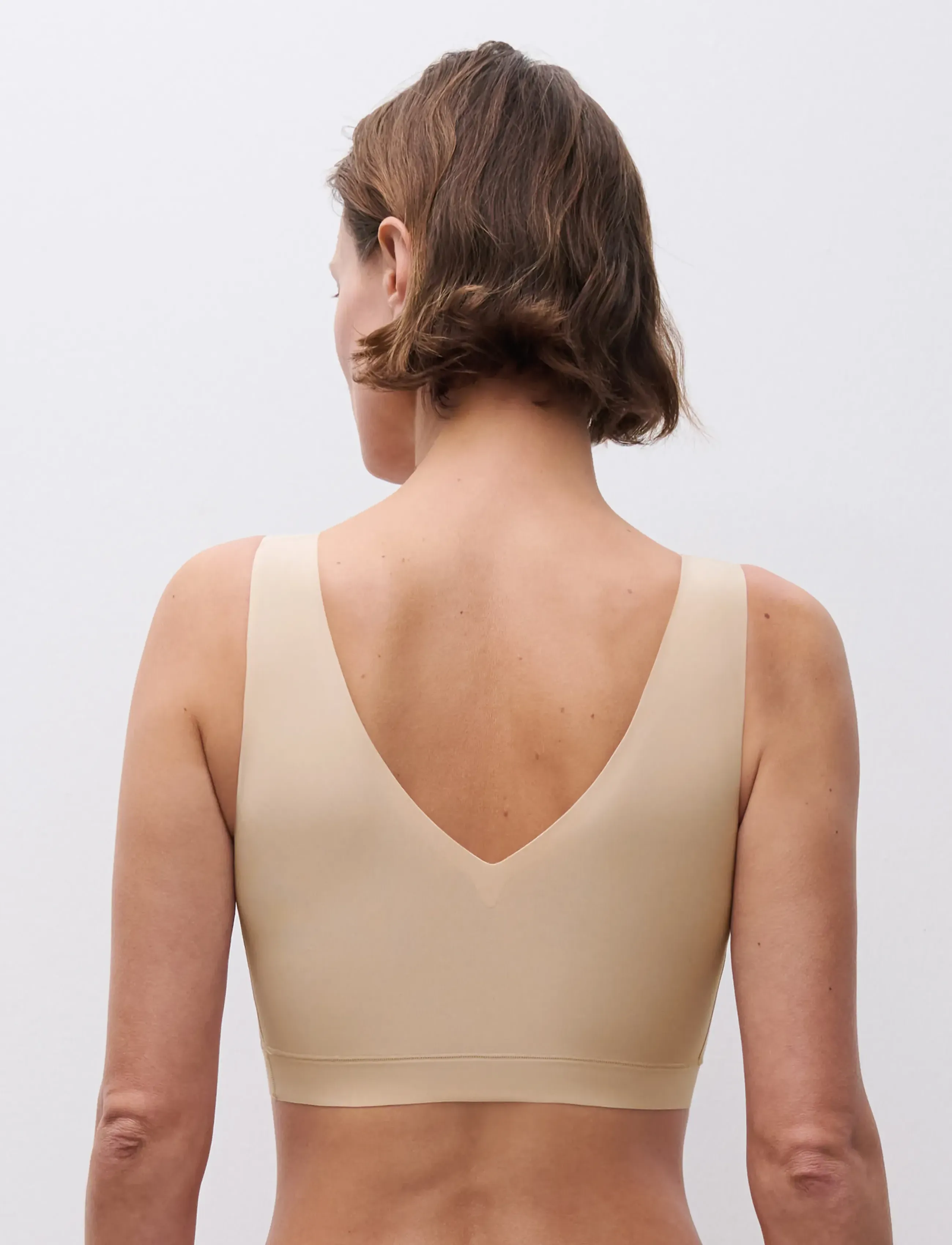 CHANTELLE - Soft Stretch Padded V-Neck Top - tank top-bh'er - golden beige - 3