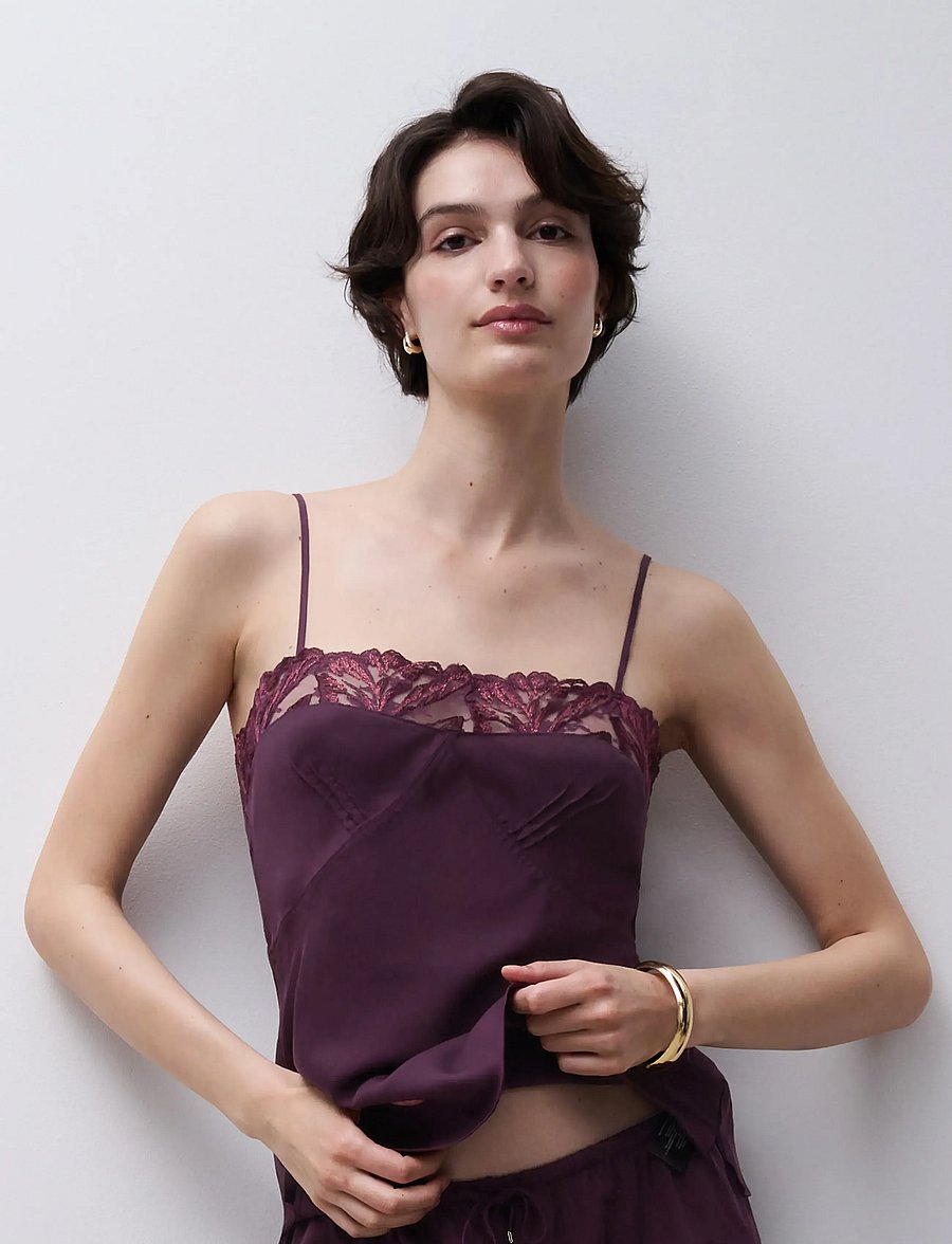 CHANTELLE - Illusion Camisole - oberteile - aubergine - 3