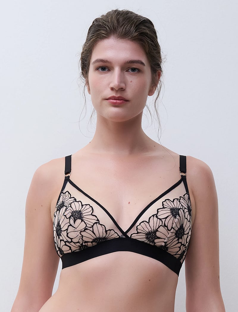 CHANTELLE - Lush Wirefree triangle bra - bralette - black / soft pink - 0