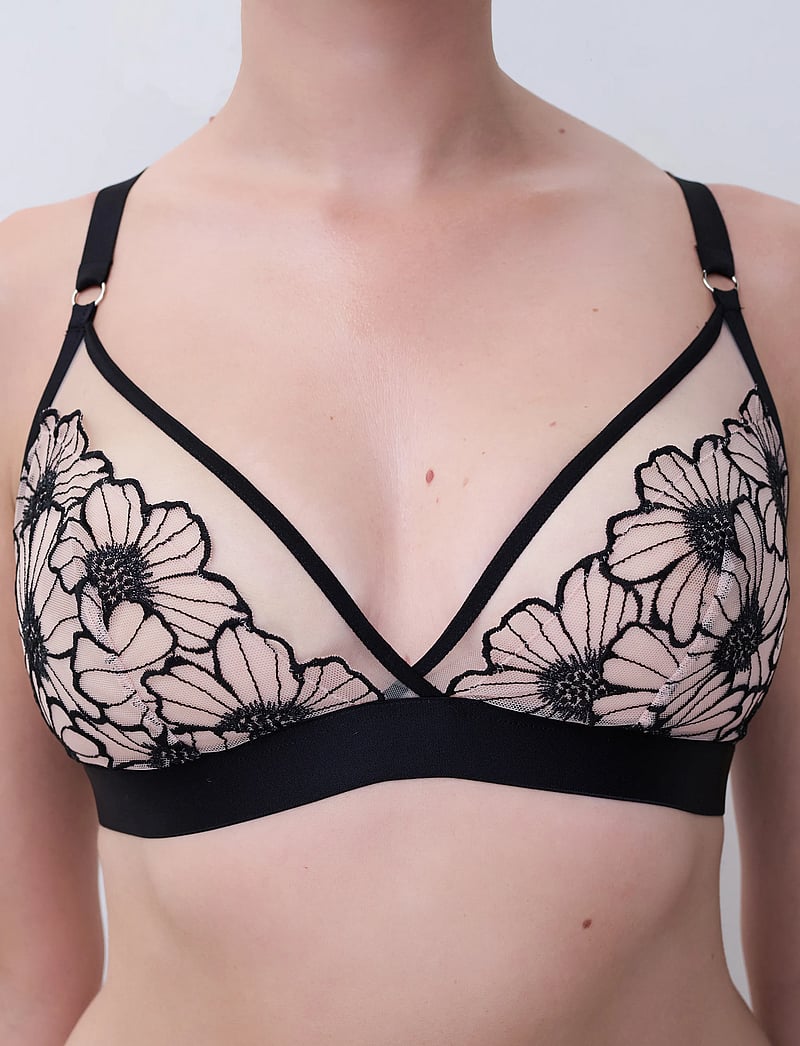 CHANTELLE - Lush Wirefree triangle bra - bralette - black / soft pink - 3