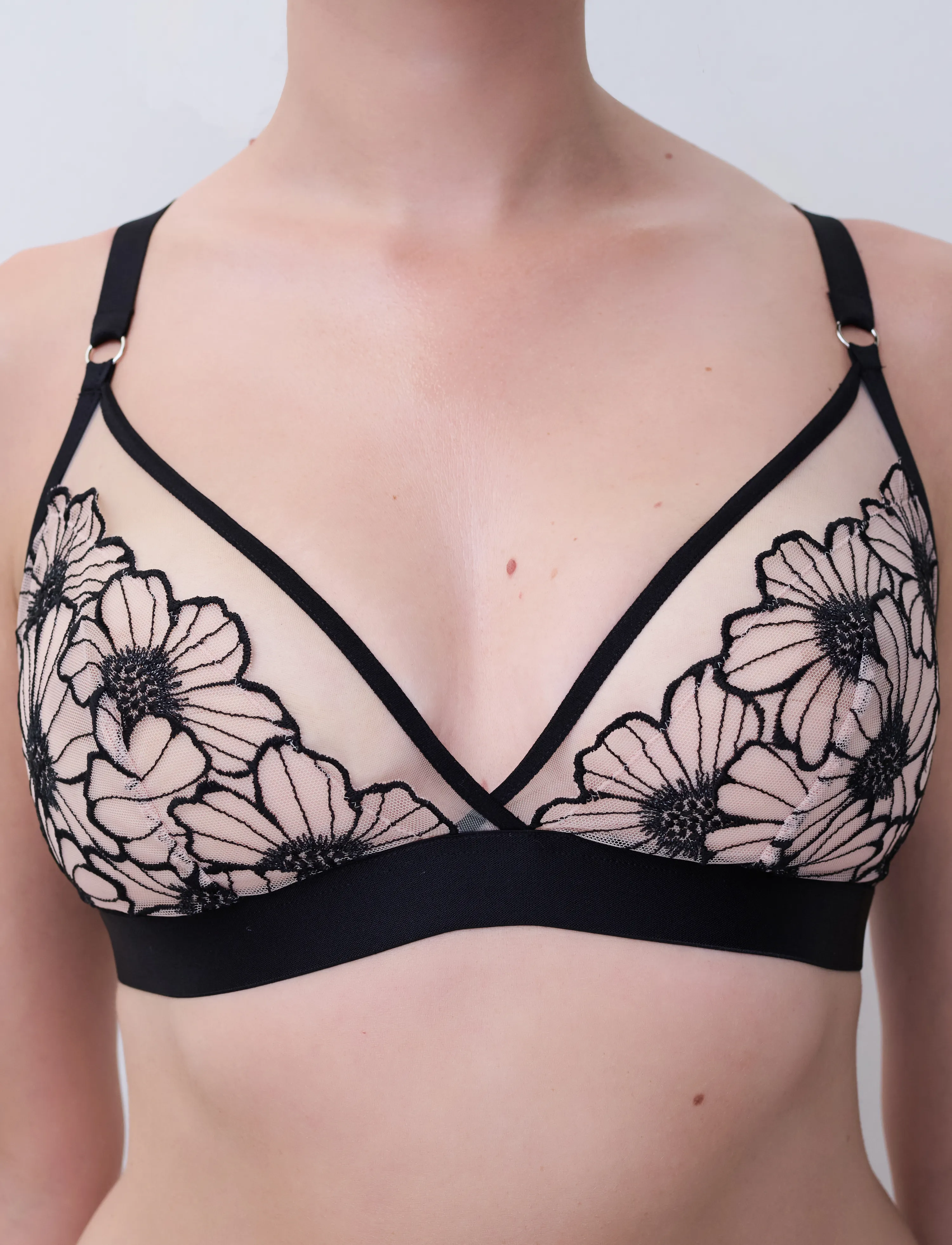 CHANTELLE - LUSH Wirefree triangle bra - mjúkir brjóstahaldarar - black / soft pink - 3