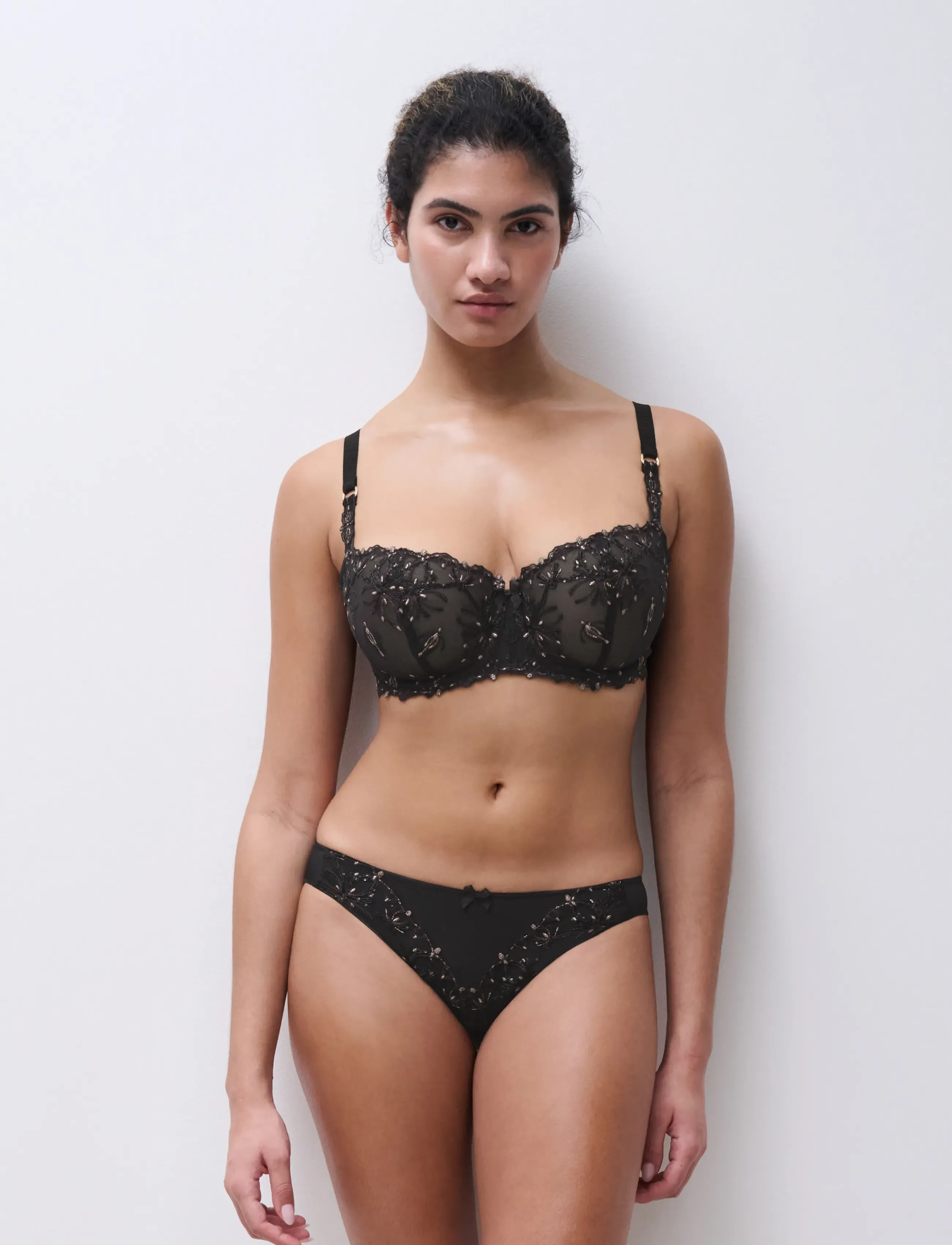 CHANTELLE - Champs Elysees Half-cup balcony bra - balconette bras - dazzling black - 0