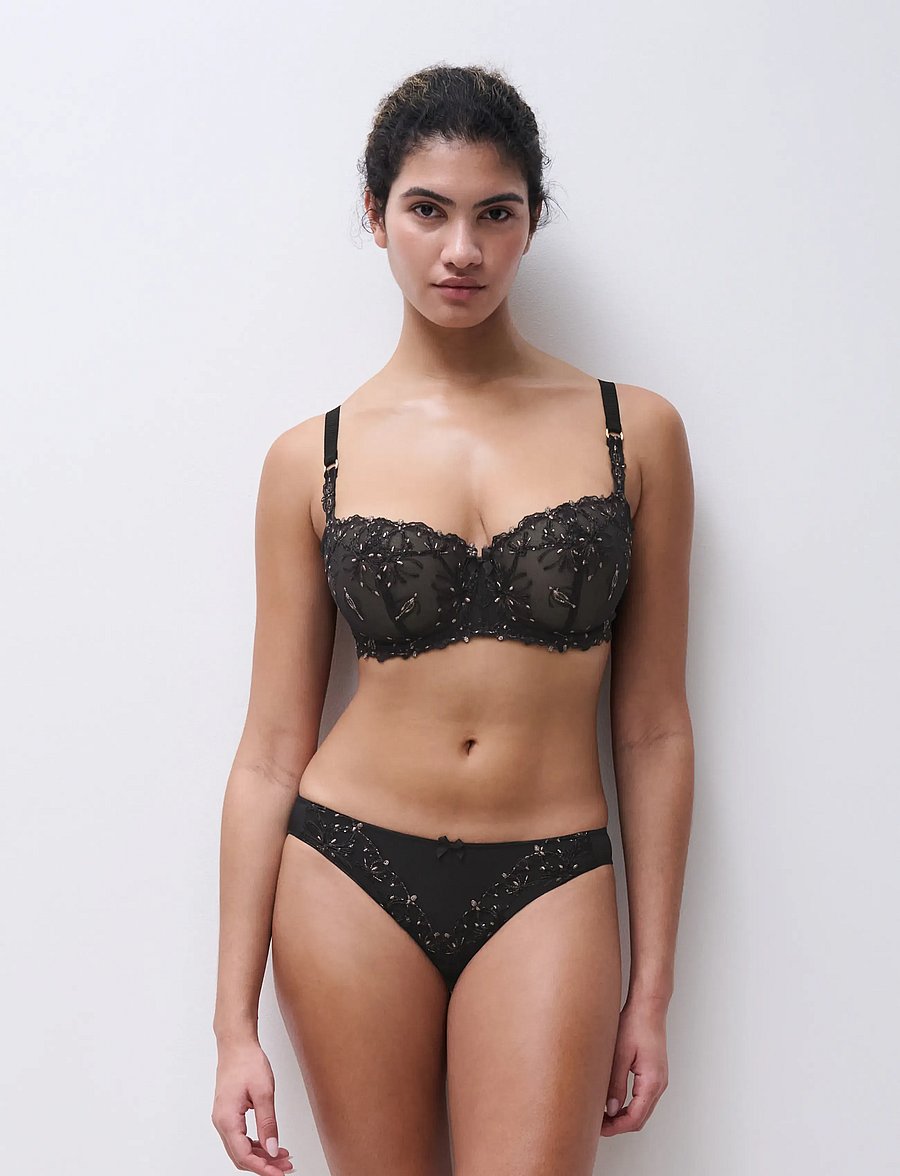 CHANTELLE - Champs Elysees Half-cup balcony bra - balconette bras - dazzling black - 0