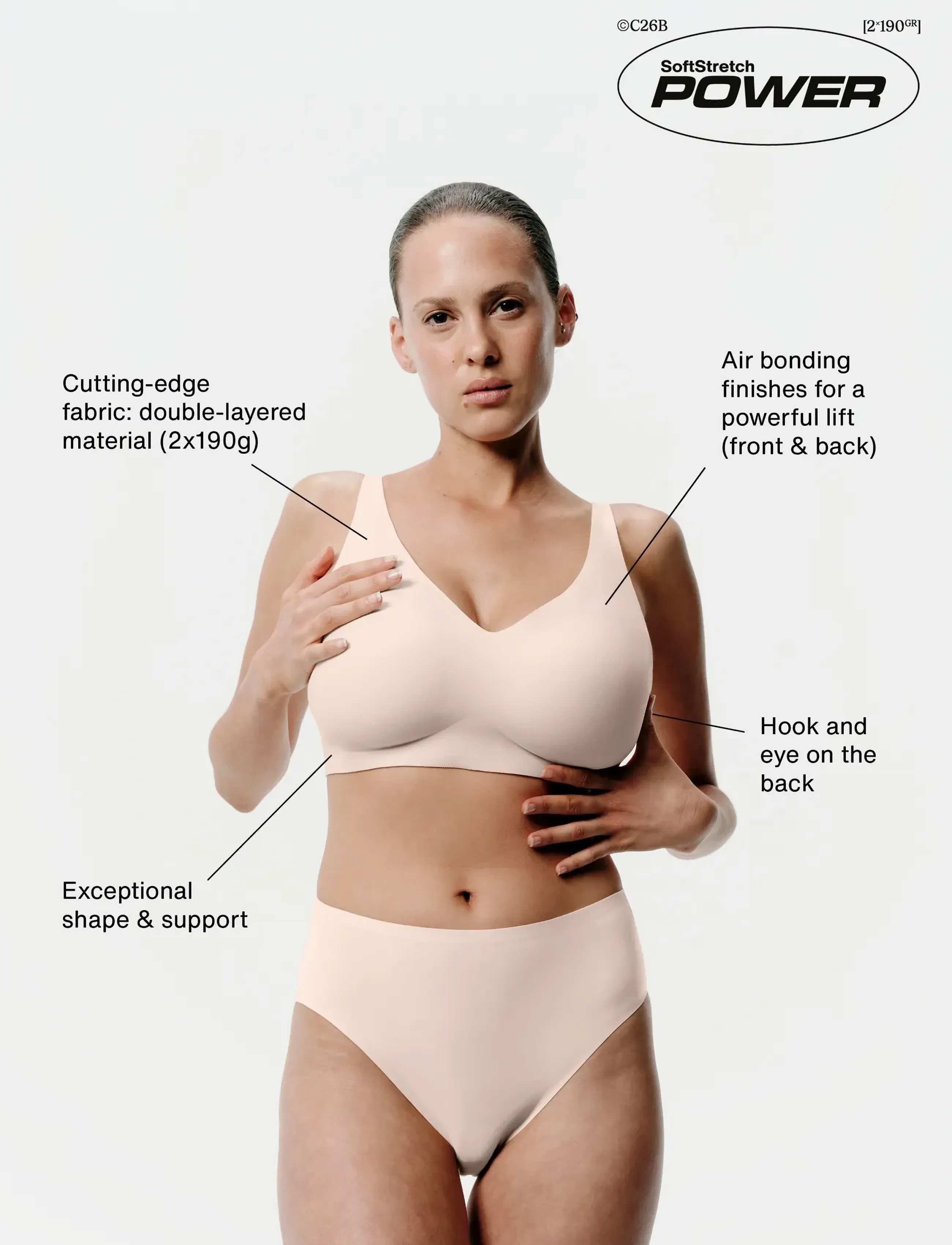 CHANTELLE Softstretch Power Wirefree Top, S, Beige, Bløde Bh'Er > Bh'Er Uden Bøjle, Dame