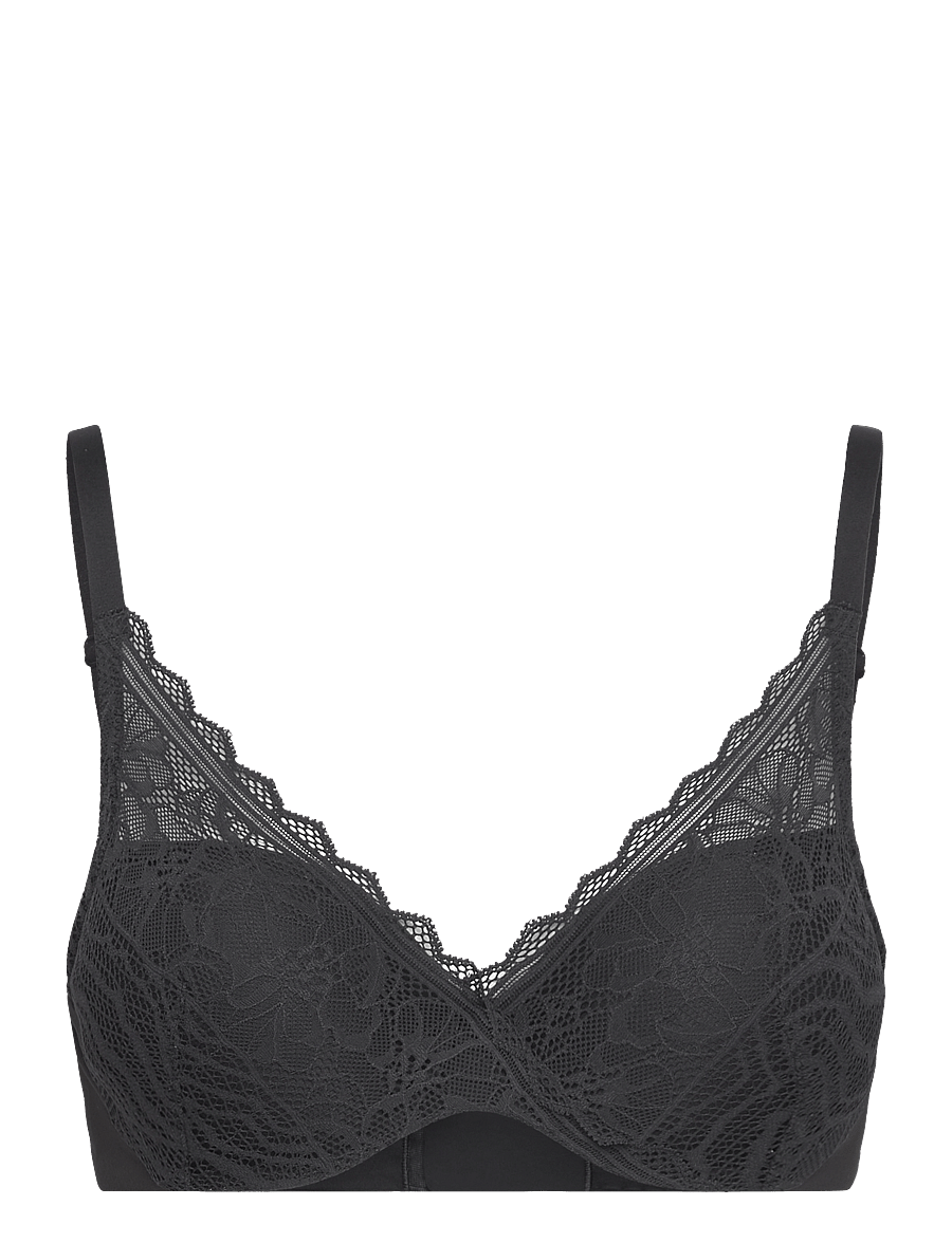 CHANTELLE - Floral Touch Covering Memory T-Shirt Bra - fuldskåls bh'er - black - 1