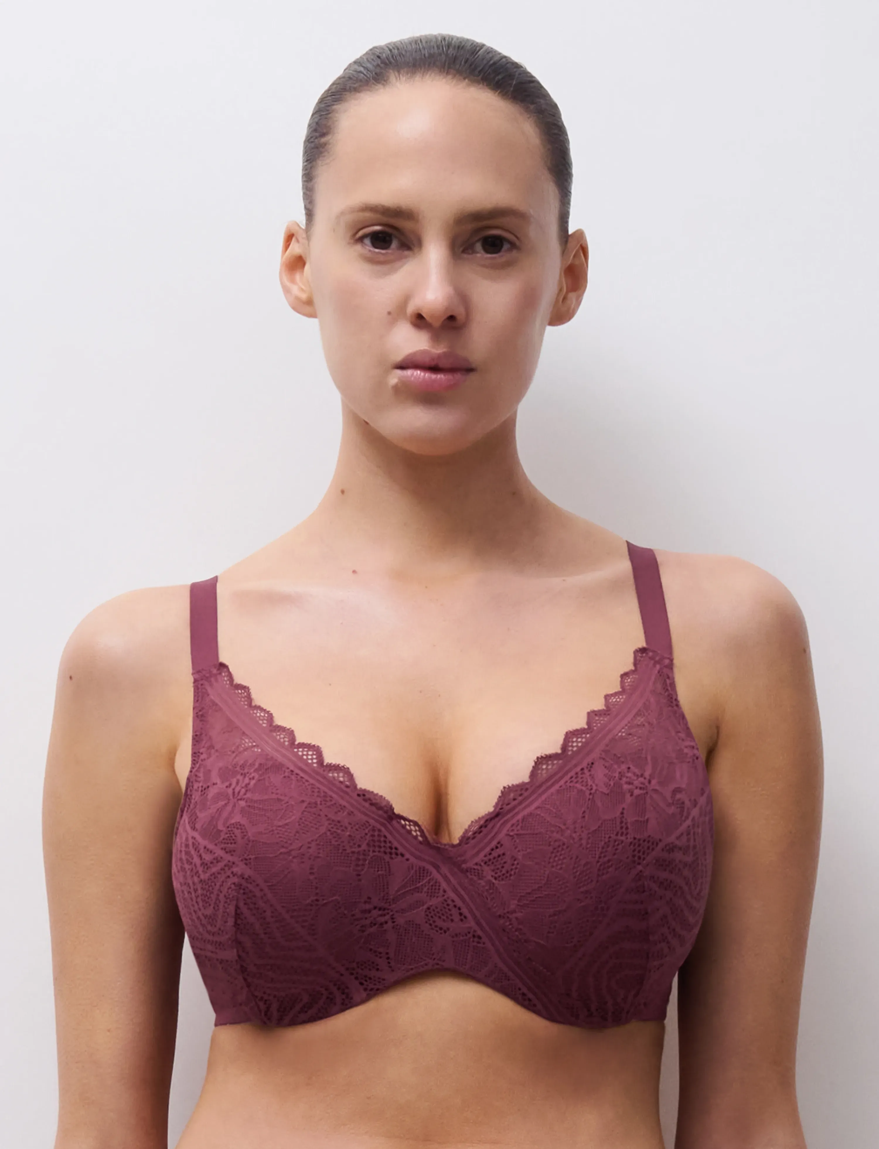 CHANTELLE Floral Touch Covering memory bra - Liemenėlės - SIENNA / burgundy