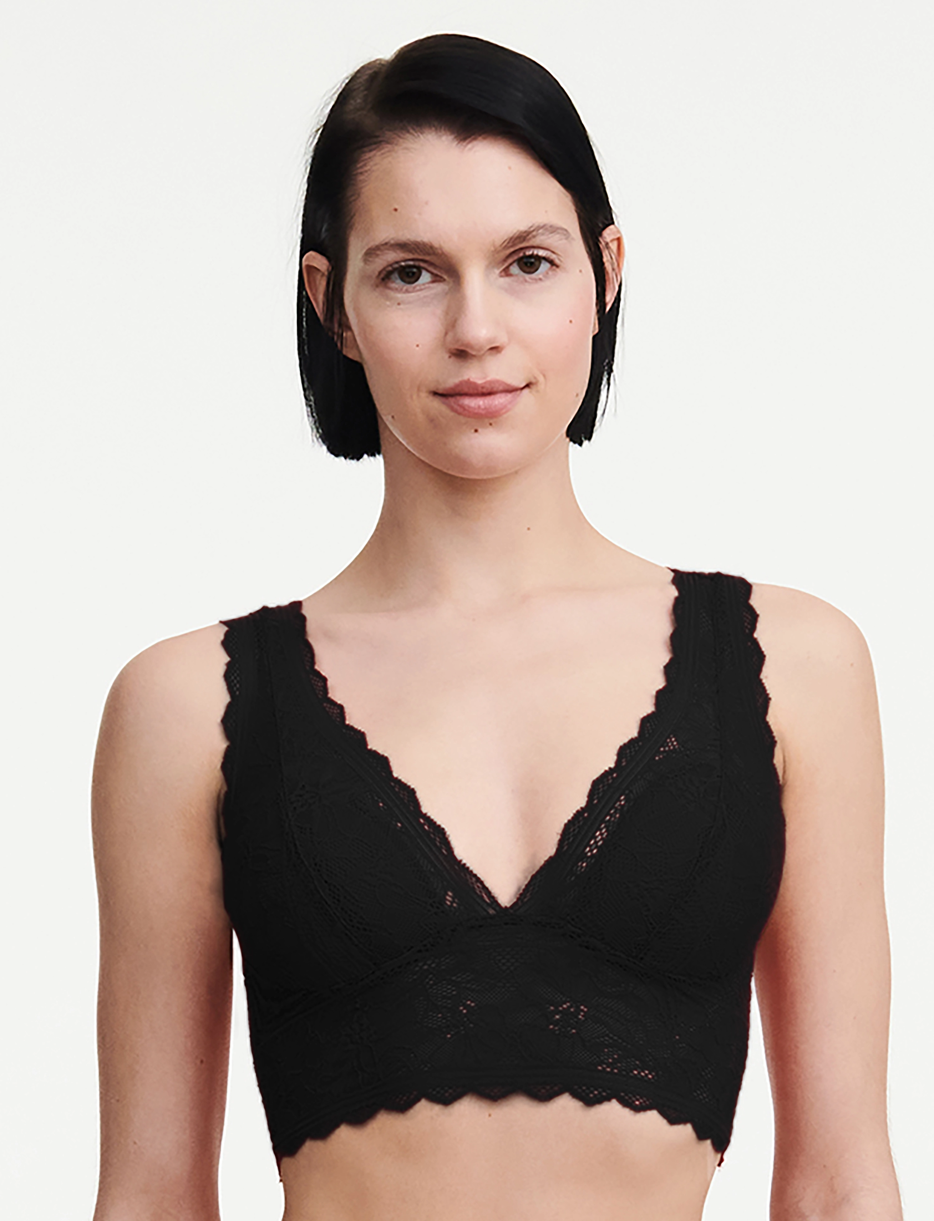 CHANTELLE Floral Touch Wirefree Bra, Kvinder, Blomstret Blonde Bralette, Sort, Str: L