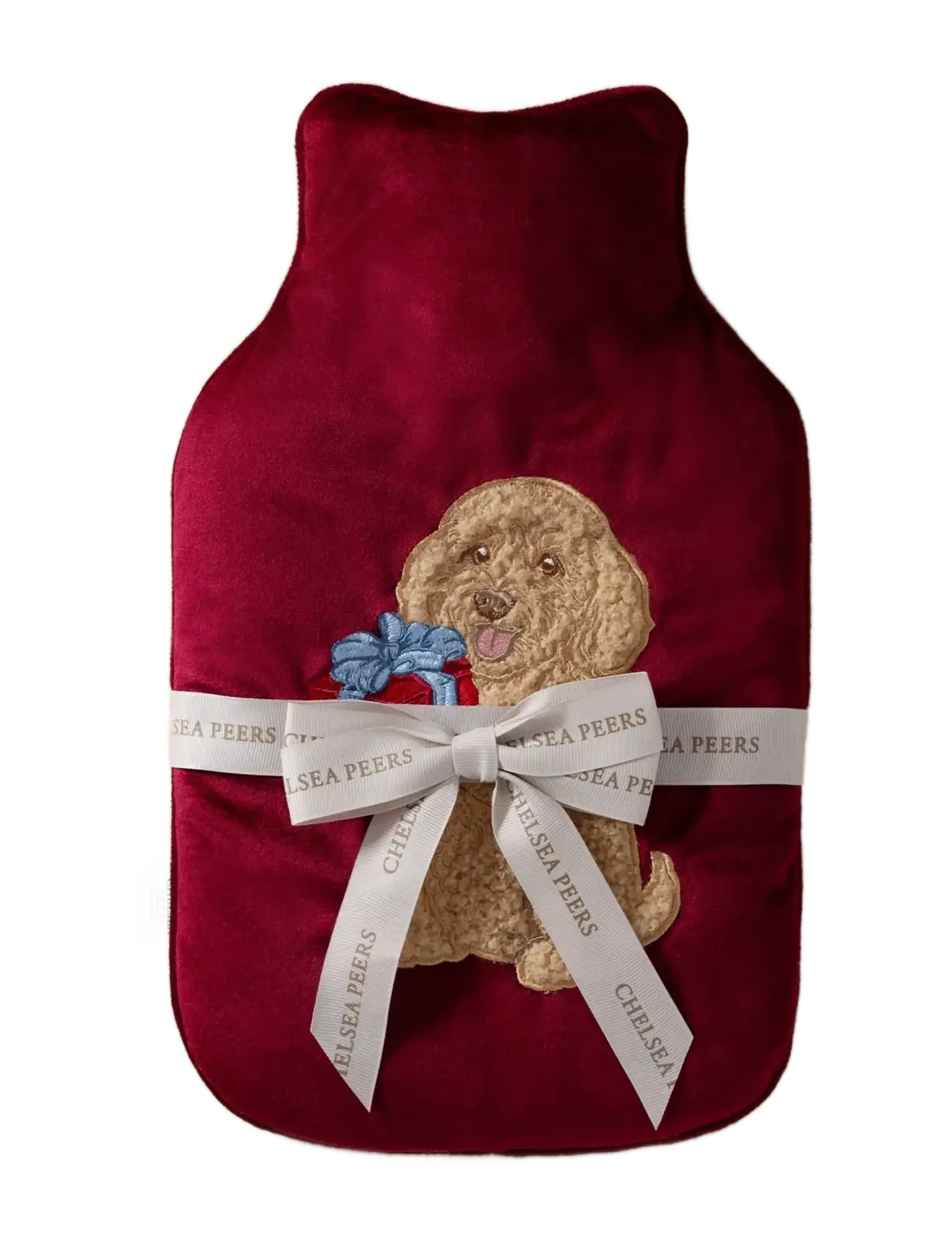 Chelsea Peers Chip the Dog Embroidered Velvet Hot Water Bottle - Apakšveļa - RED / red