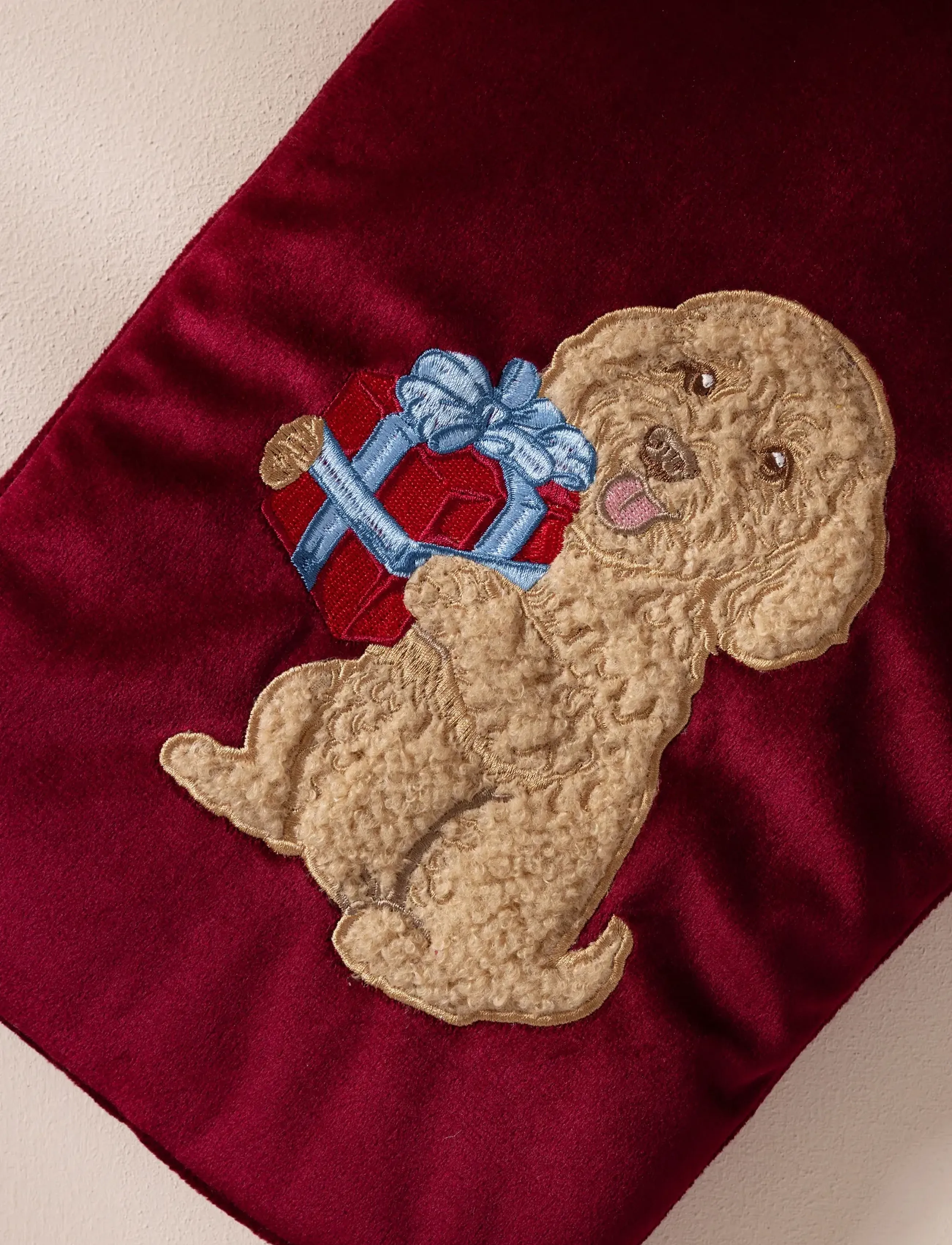Chelsea Peers - Chip the Dog Embroidered Velvet Hot Water Bottle - sovemasker - red - 2