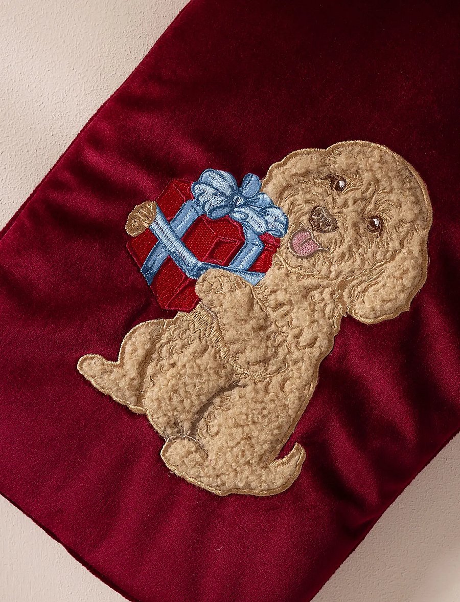 Chelsea Peers - Chip the Dog Embroidered Velvet Hot Water Bottle - sovemasker - red - 2