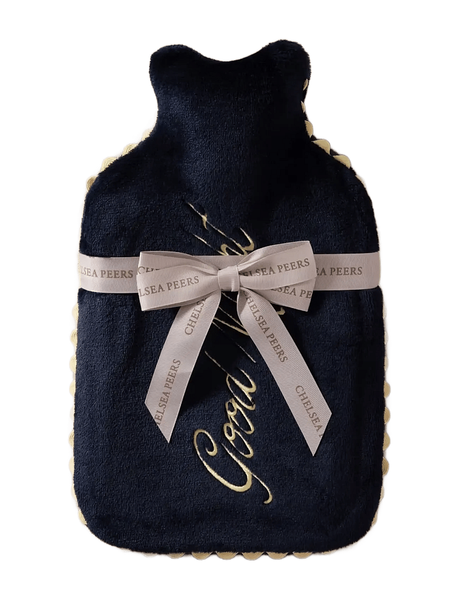 Chelsea Peers - Velvet Embroidered Good Night Hot Water Bottle - navy - 1