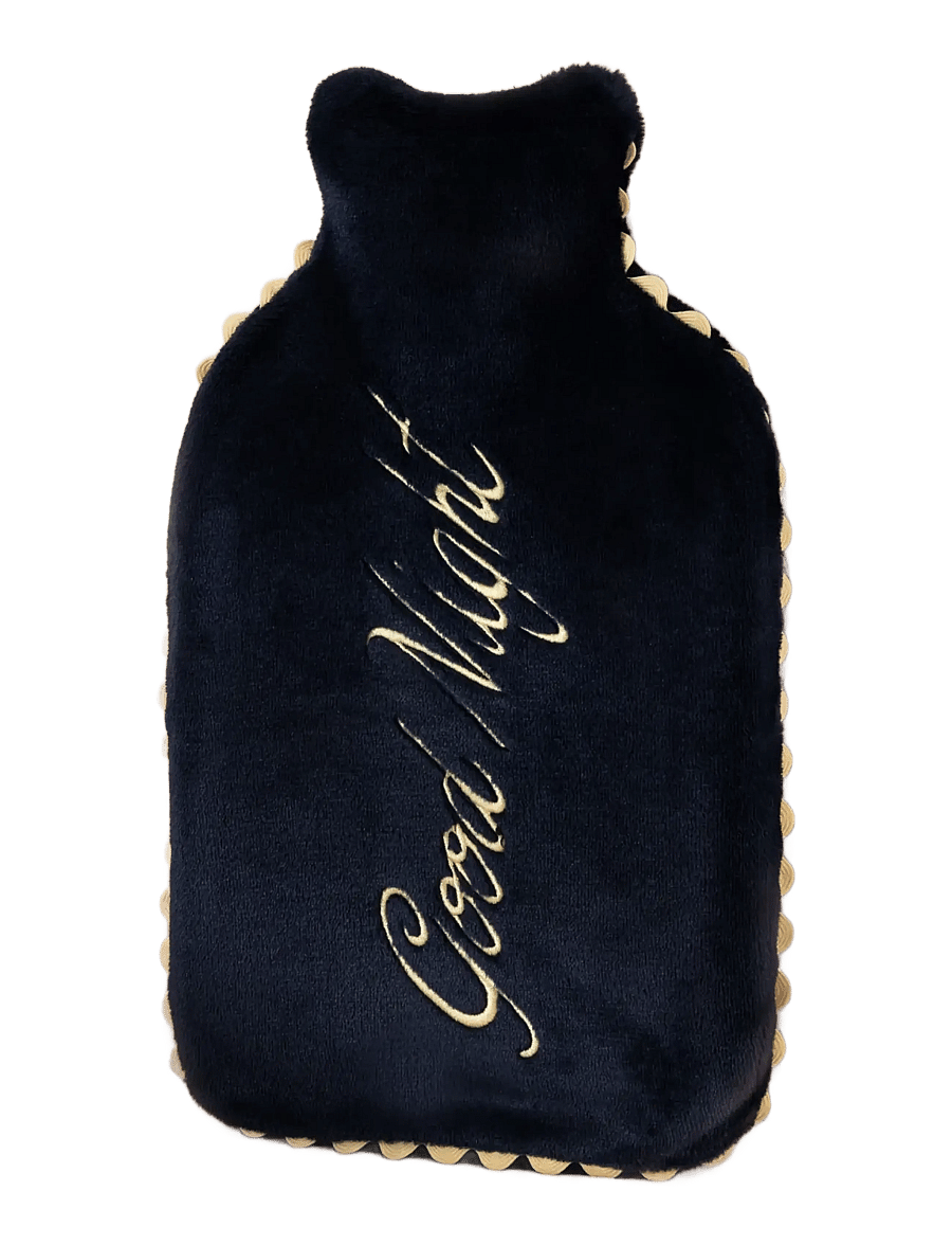 Chelsea Peers - Velvet Embroidered Good Night Hot Water Bottle - navy - 2