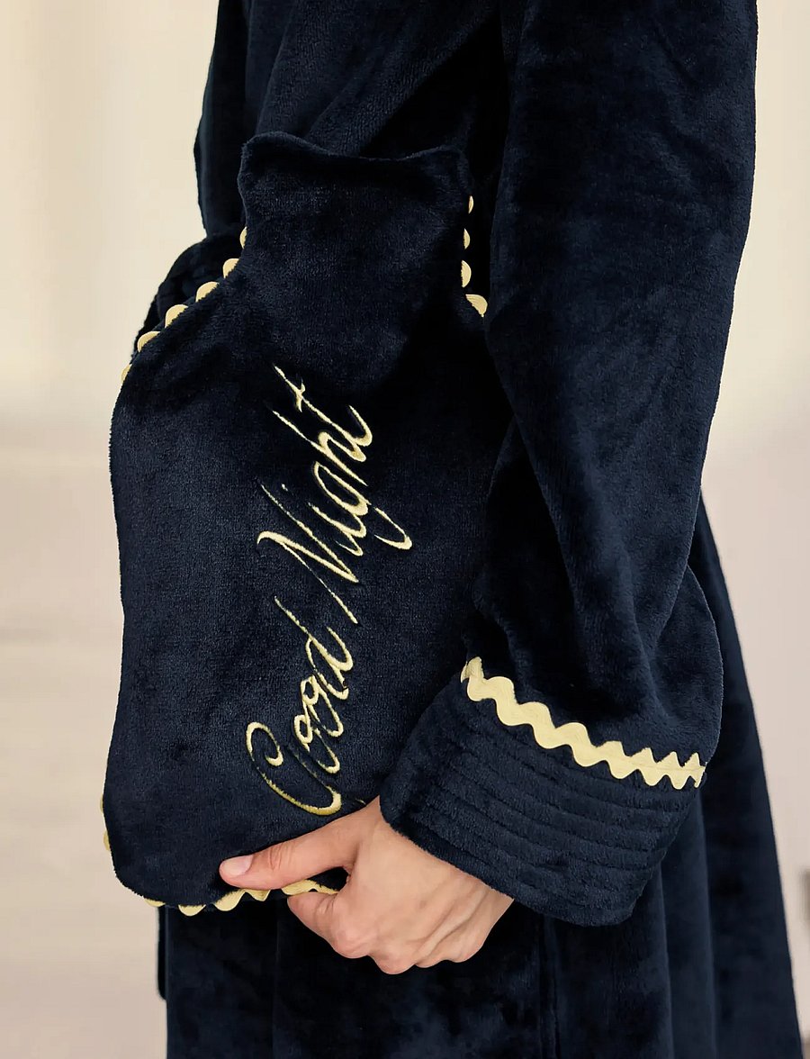 Chelsea Peers - Velvet Embroidered Good Night Hot Water Bottle - navy - 0