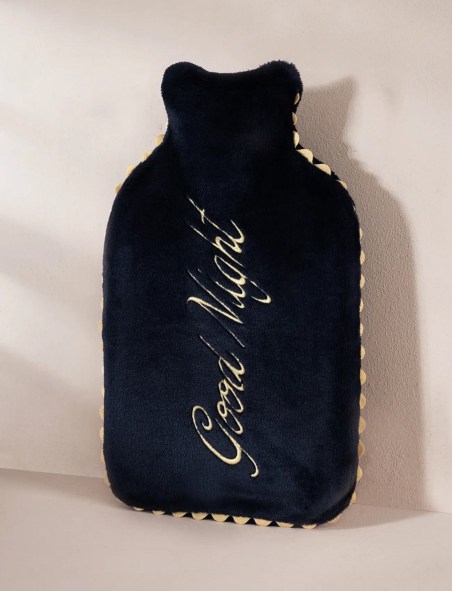 Chelsea Peers - Velvet Embroidered Good Night Hot Water Bottle - madalaimad hinnad - navy - 2