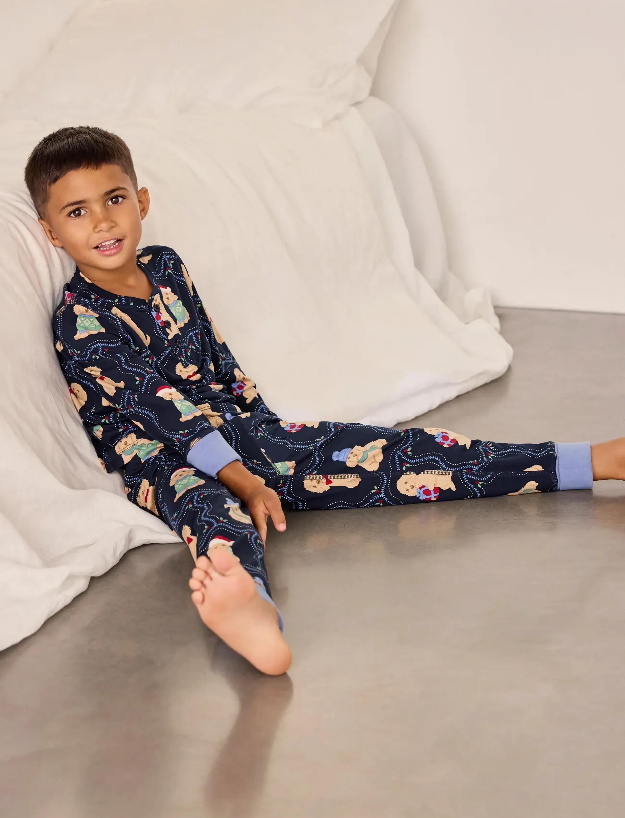 Chelsea Peers - Kids' Chip Christmas Long Pyjama Set - pyjamassæt - navy - 2