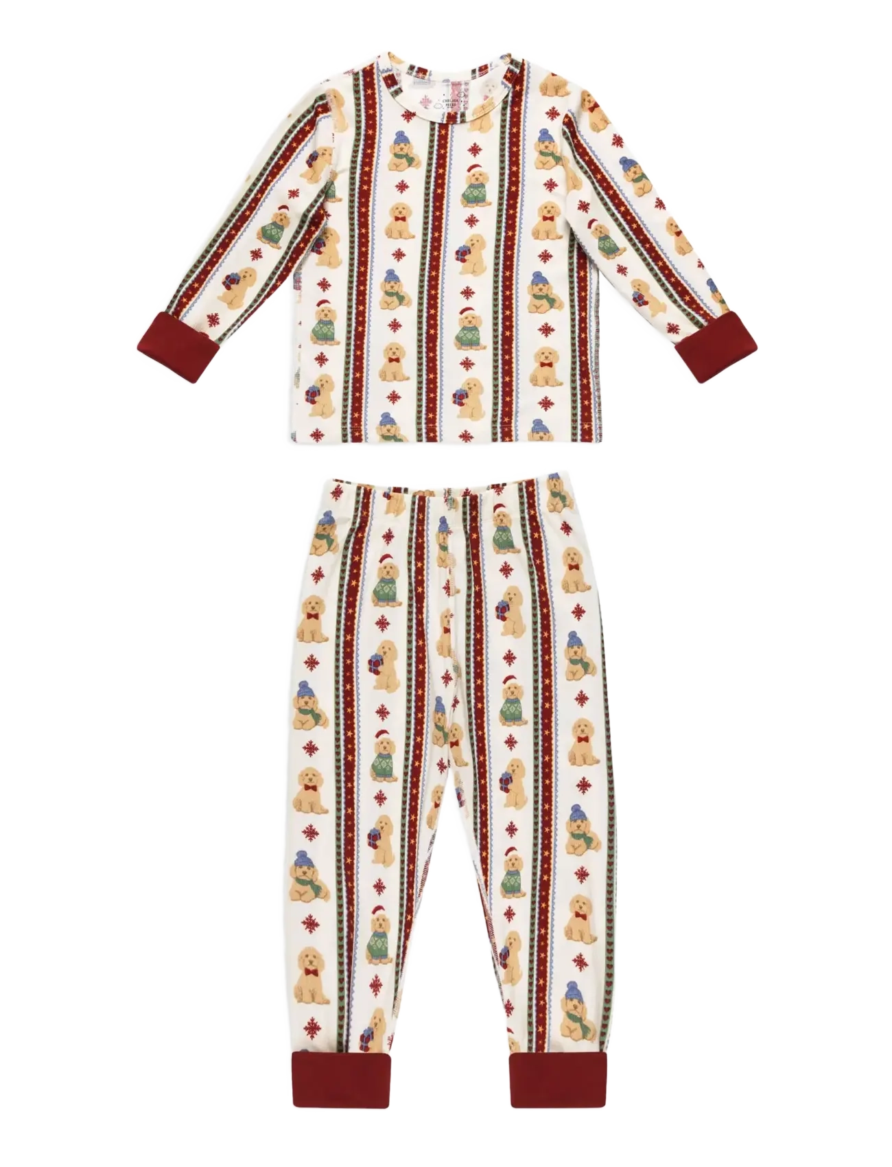 Chelsea Peers Kids' Chip Christmas Stripe Long Pyjama Set - Shop by age - OFF WHITE / white