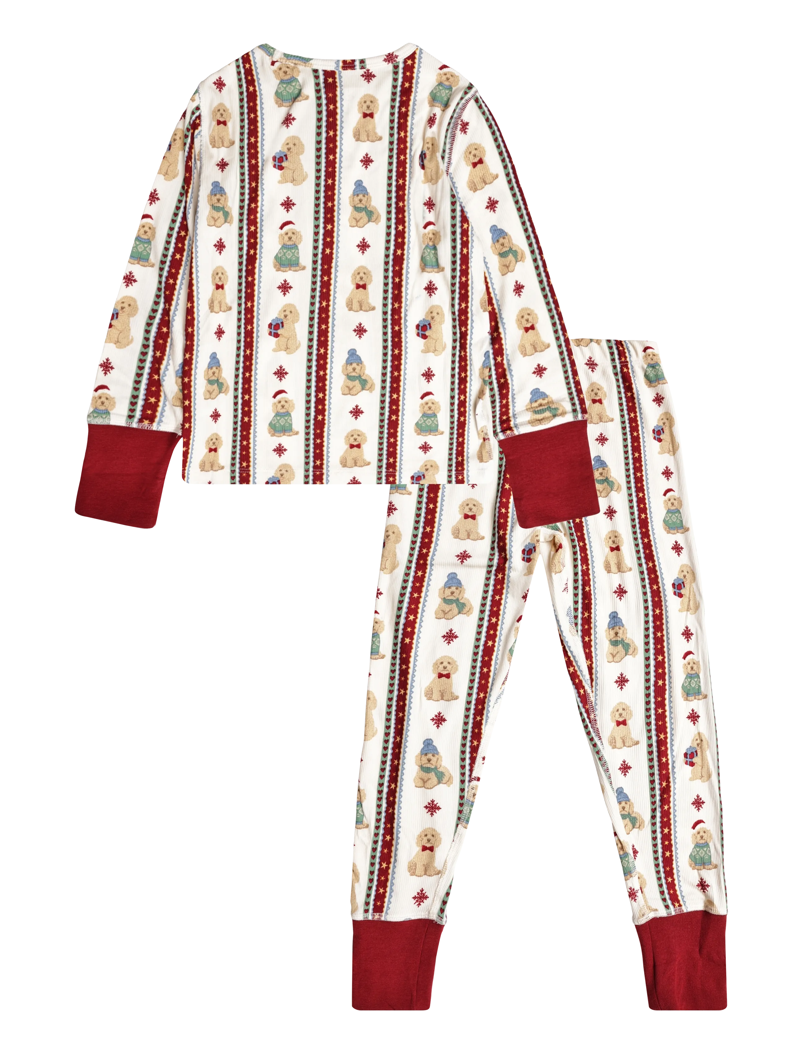 Chelsea Peers - Kids' Chip Christmas Stripe Long Pyjama Set - pyjama-sets - off white - 2