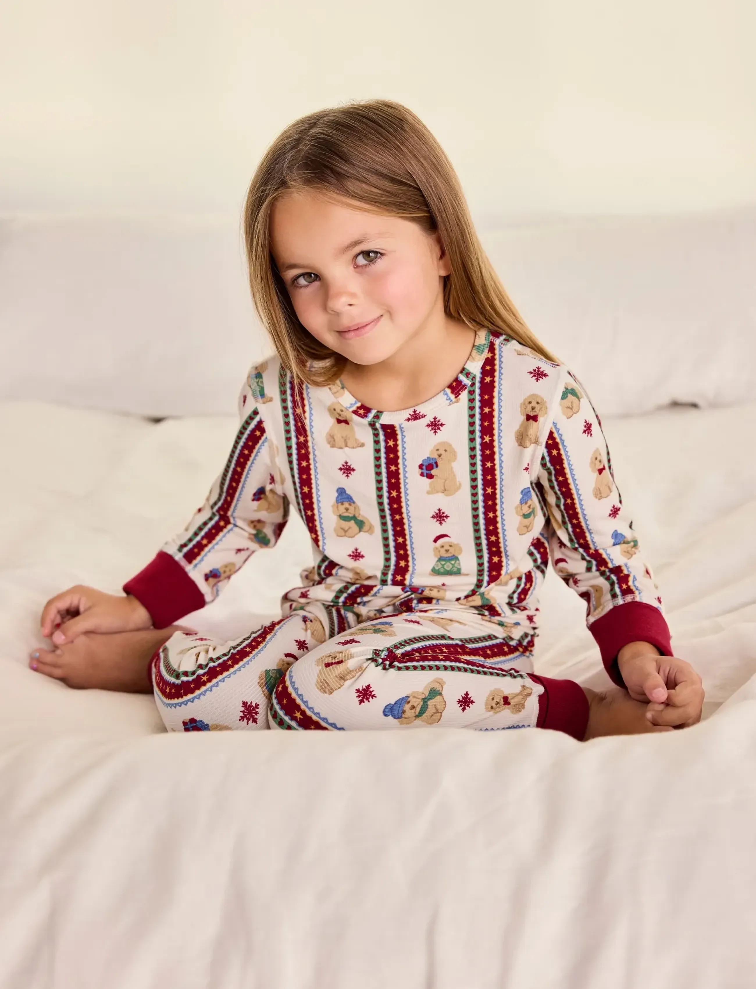 Chelsea Peers - Kids' Chip Christmas Stripe Long Pyjama Set - sets - off white - 3