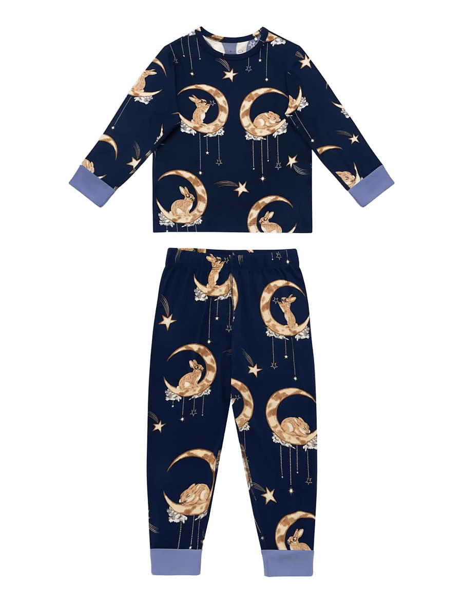 Chelsea Peers - Kids Lunar Bunny Print Long Pyjama Set - komplektid - navy - 1