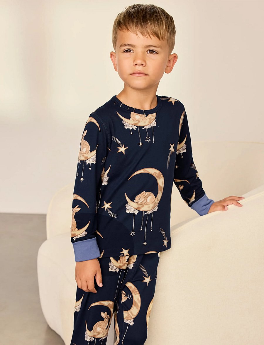 Chelsea Peers - Kids Lunar Bunny Print Long Pyjama Set - komplektid - navy - 3