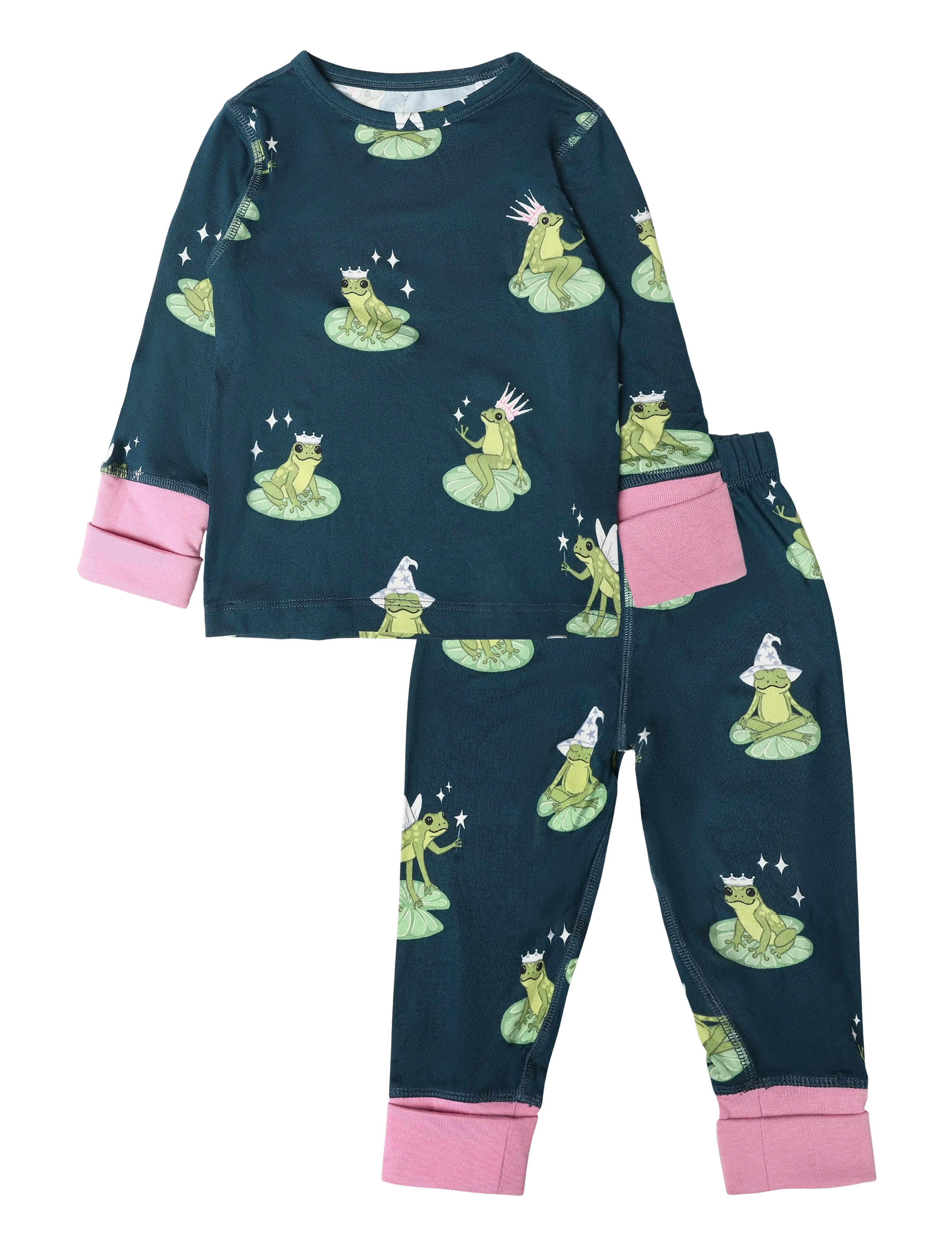 Chelsea Peers Kids Enchanted Frog Print Long Pyjama Set - Teens 140-176 - TEAL / navy