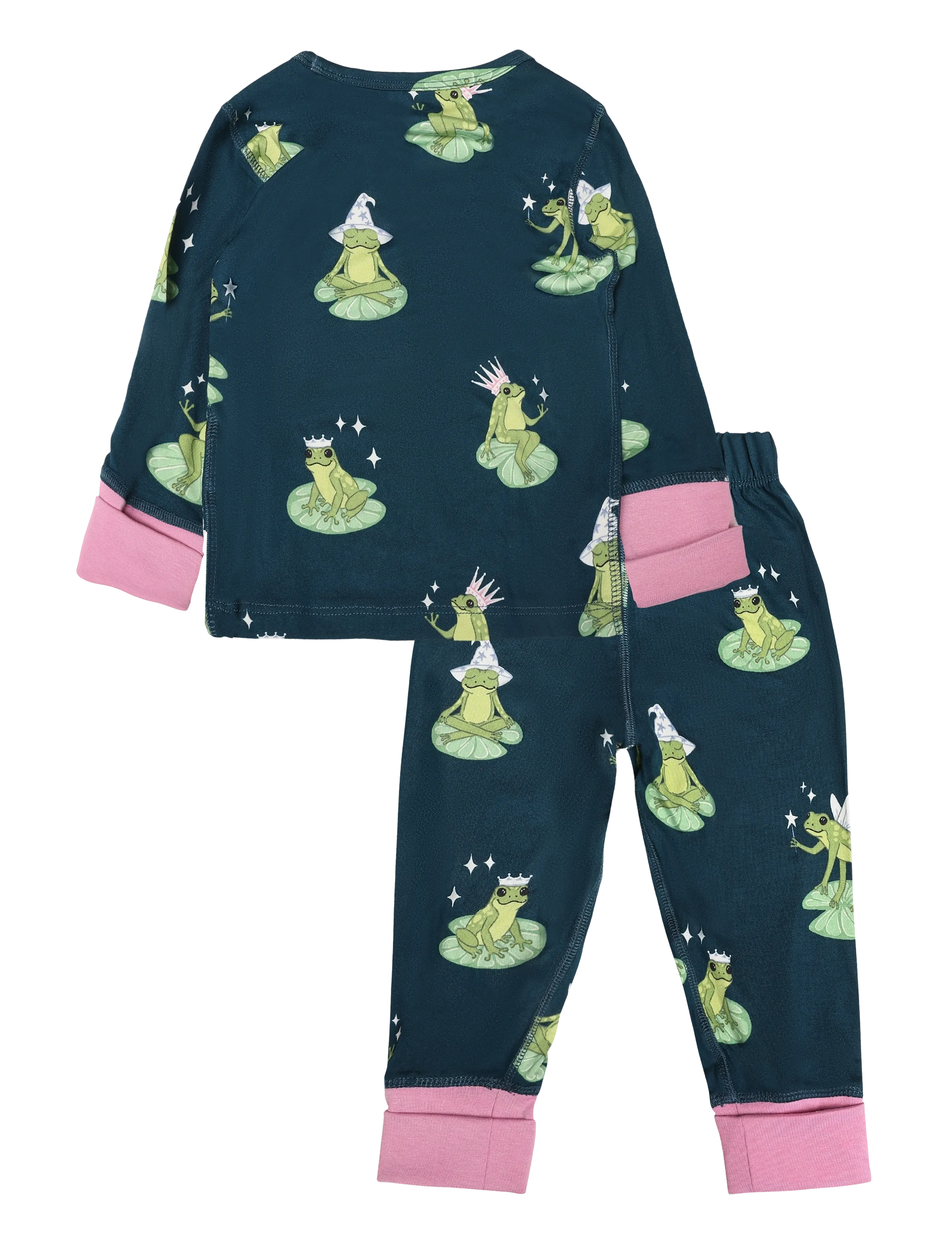 Chelsea Peers - Kids Enchanted Frog Print Long Pyjama Set - sets - teal - 1