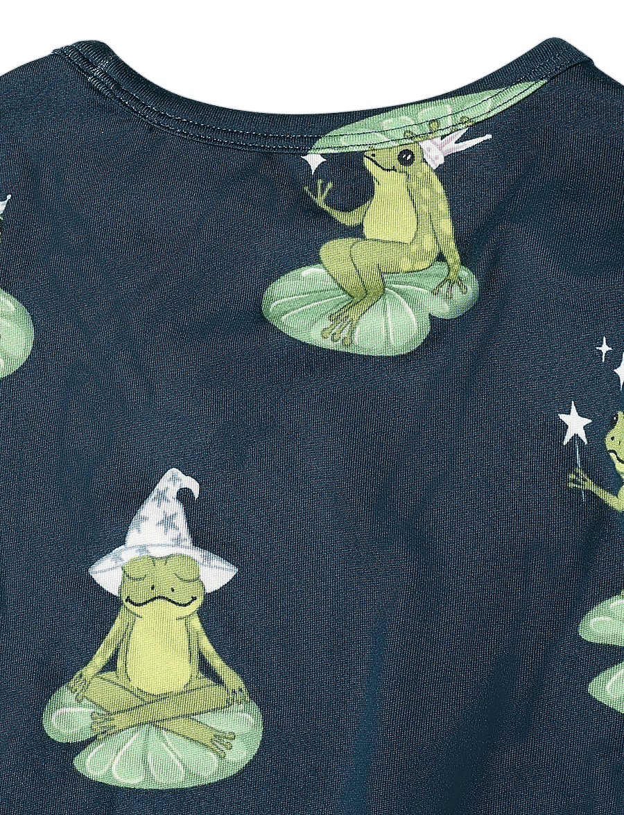 Chelsea Peers - Kids Enchanted Frog Print Long Pyjama Set - pyjamassæt - teal - 3